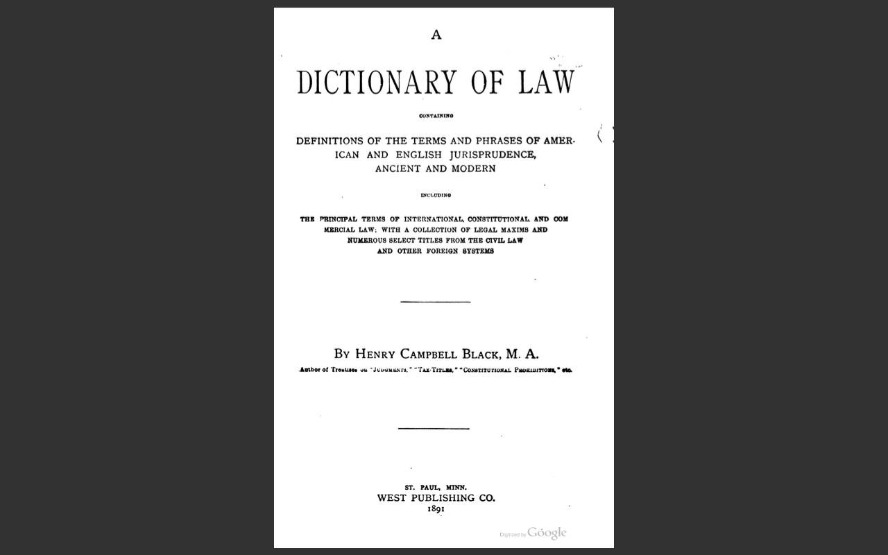 BLACK’S LAW DICTIONARY, 1st Edition 1891 and 2nd Edition 1910 Law Book on USB