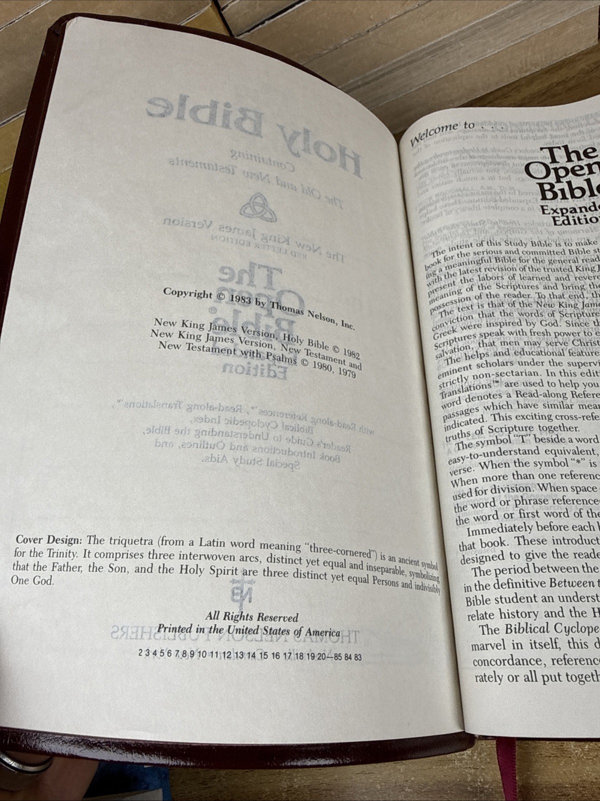 The OPEN BIBLE Expanded Ed NKJV – Brown Leather Nelson 1983 455BG W/ BOX