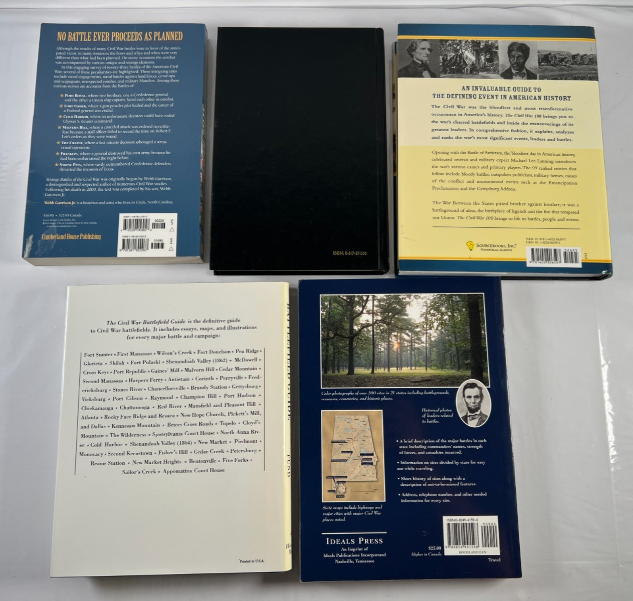 Lot of 5 Civil War Themed Books, Battlefield Guide, Civil War Places, Facts..