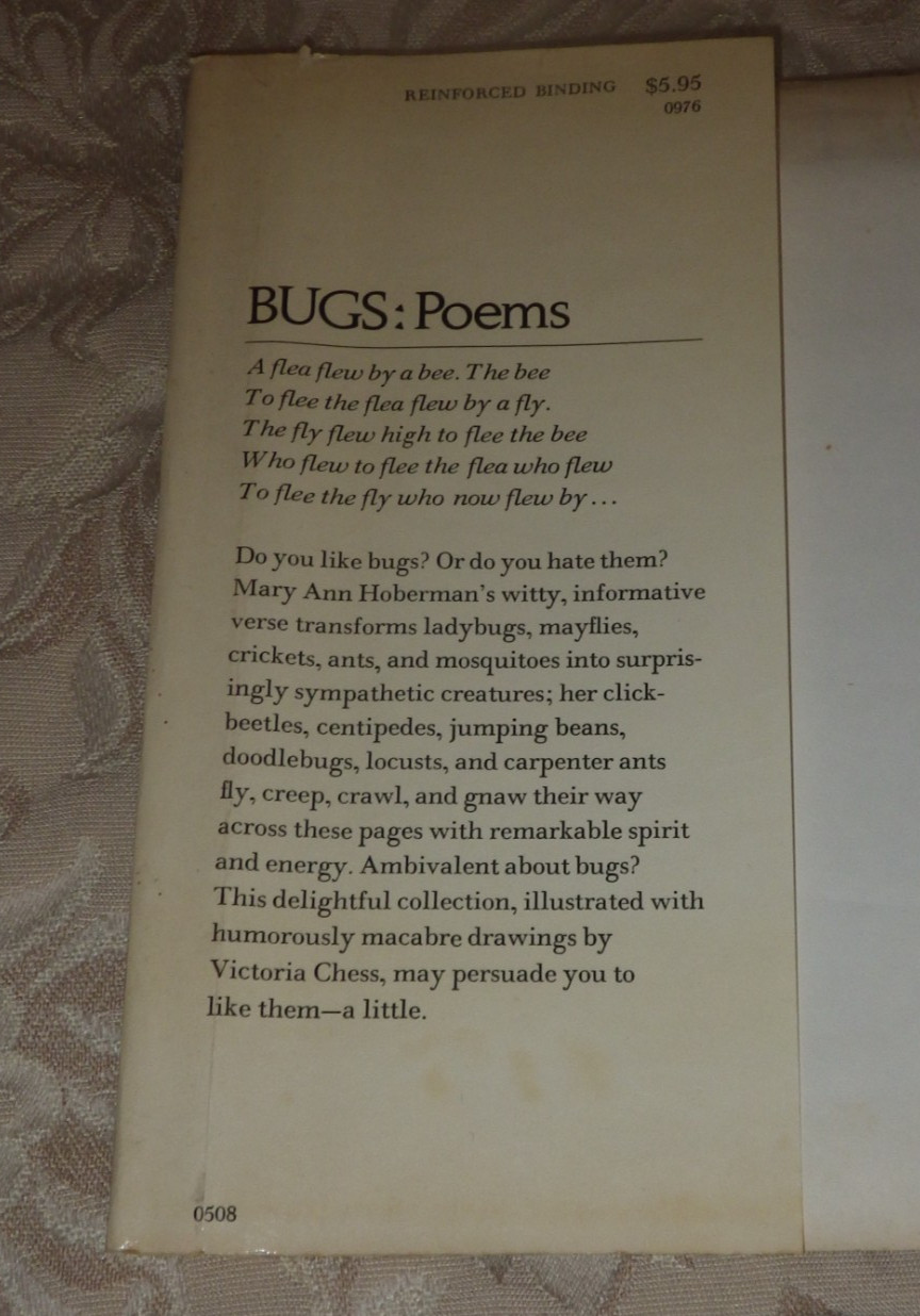 Bugs : Poems By Mary Ann Hoberman 1976 HC 1st ED in Dust Jacket RARE SIGNED!