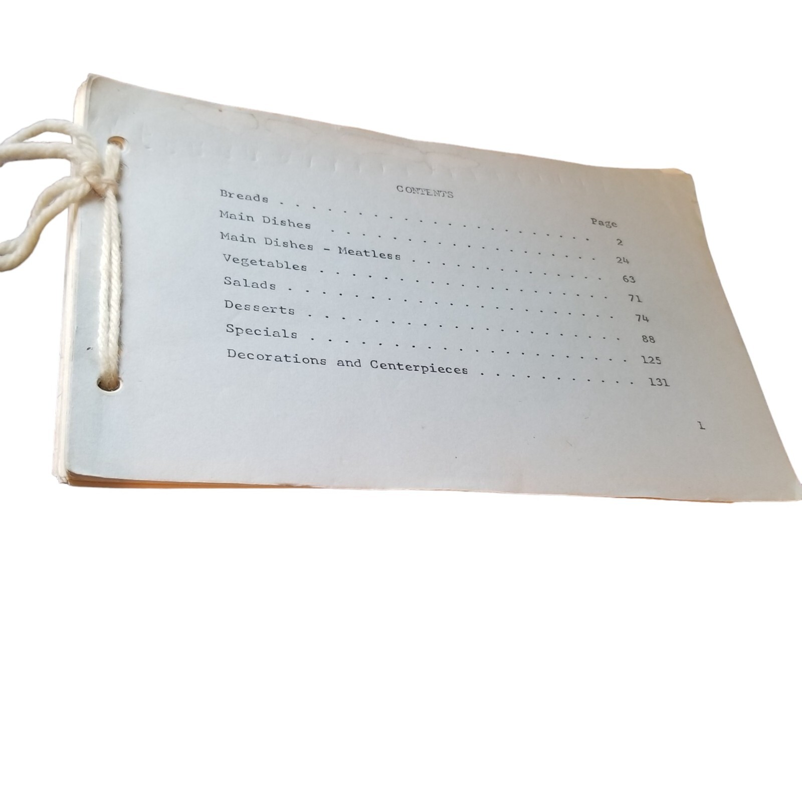Vintage Cook Book Hand Typed Recipe Scrapbook Hand tied Binding 136 Pages Meals