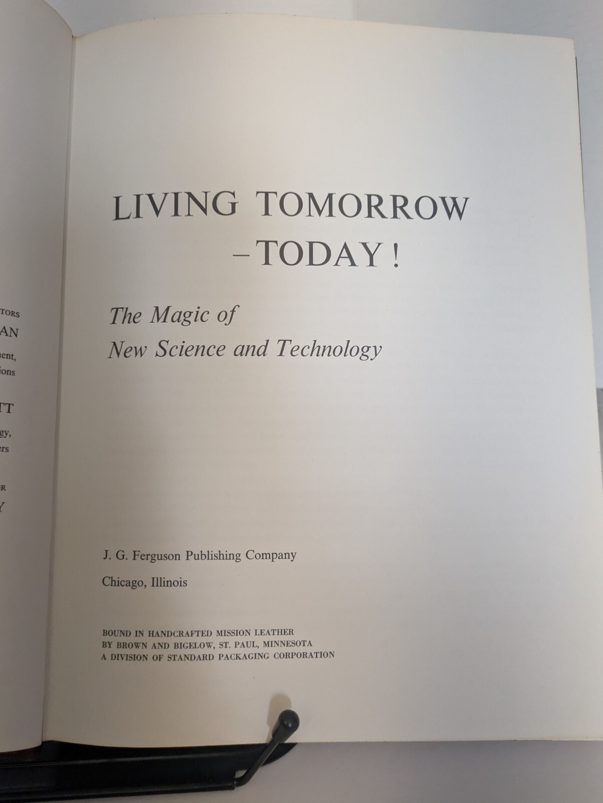 Living Tomorrow – Today! E. J. Tangerman ©1969 • J.G. Ferguson Publ. Leather•