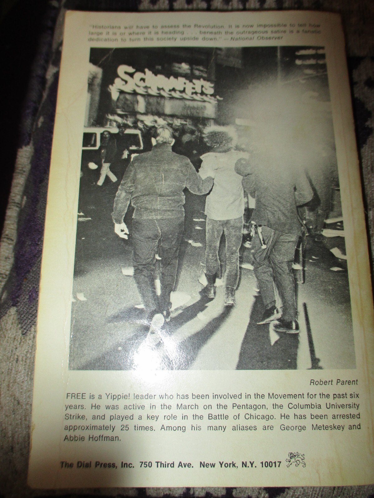 1970 Revolution For The Hell Of it By FREE Paperback Book Abbie Hoffman VG+