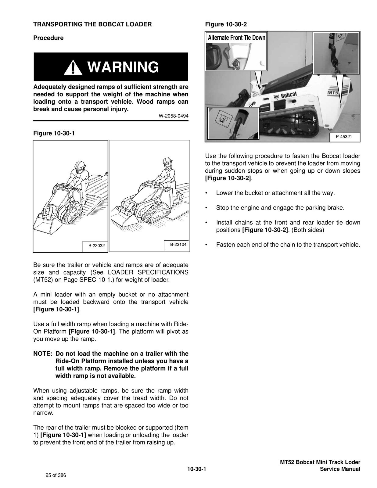 BOBCAT MT52 Mini Track Loader Service Manual SN 523611001 Up 2006, FOLDOUTS
