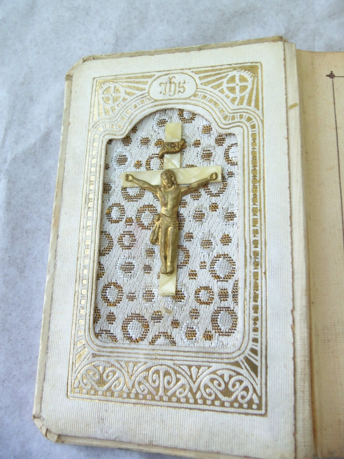 Vtg Little Key of Heaven Prayer book 1937! CELLUOID COVER! CRUCIFIX! GILDED
