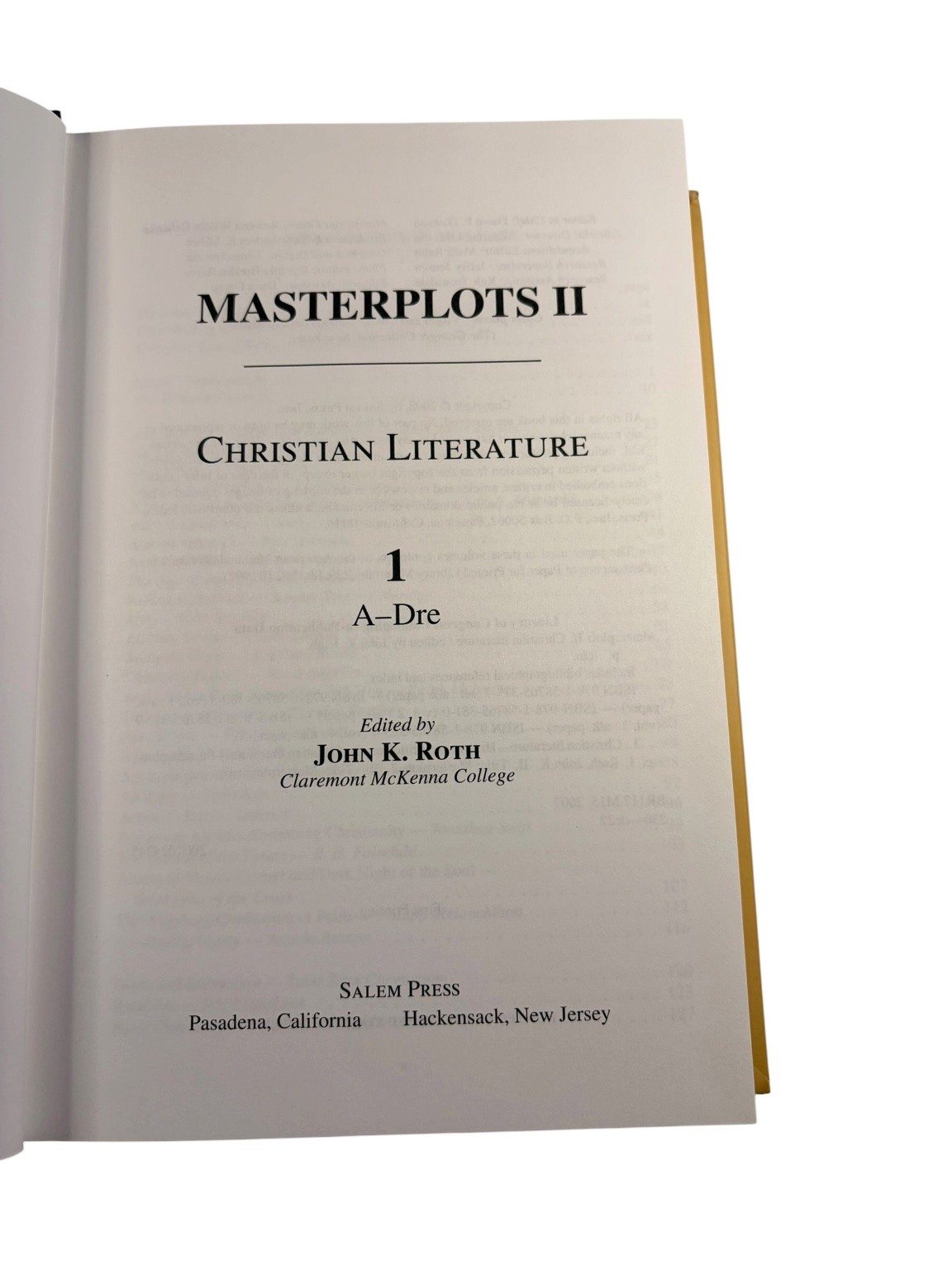 Masterplots II Christian Literature John K. Roth 2008 First Printing 4 Vol Set