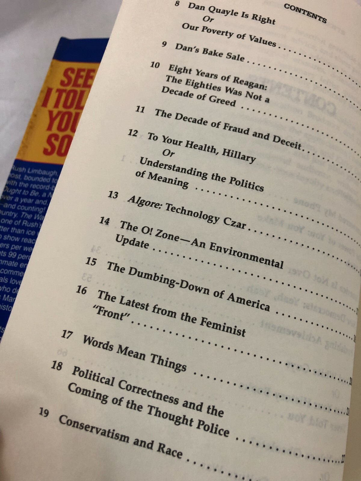 Vintage Book Blue 364 Pages- “See I Told You So” by Rush Limbaugh New York Times