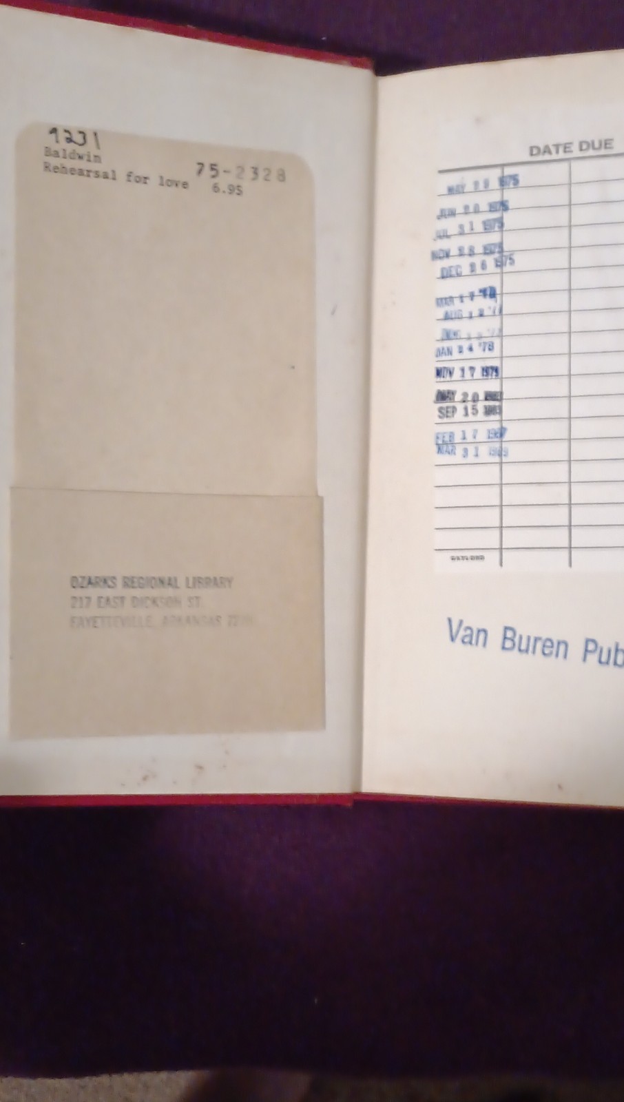 Rehearsal for Love by Faith Baldwin Hardcover Aeonian Press 1976 Library Edition
