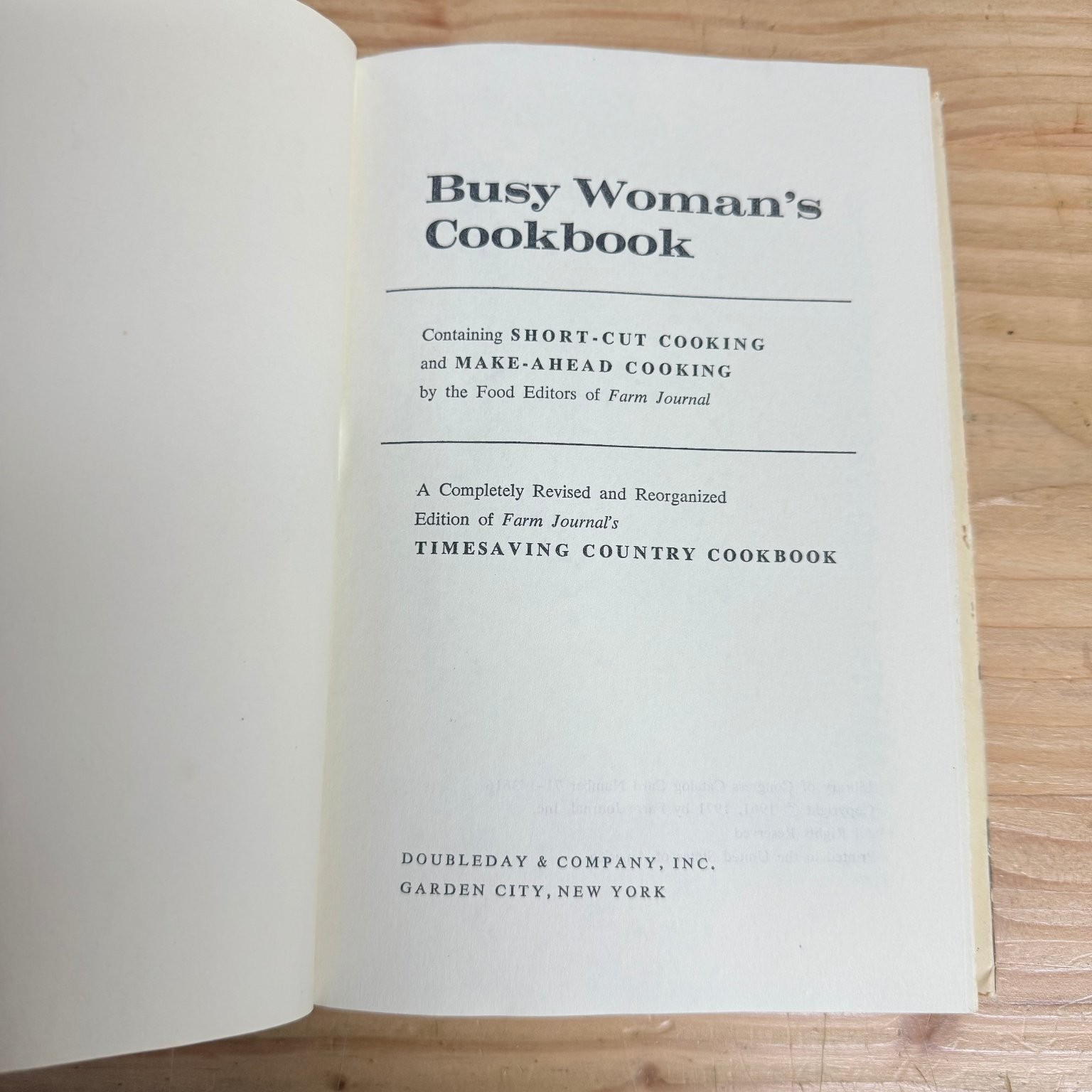 Busy Woman’s Cookbook Farm Journal 1971 Short-Cut Make-Ahead Cooking Doubleday