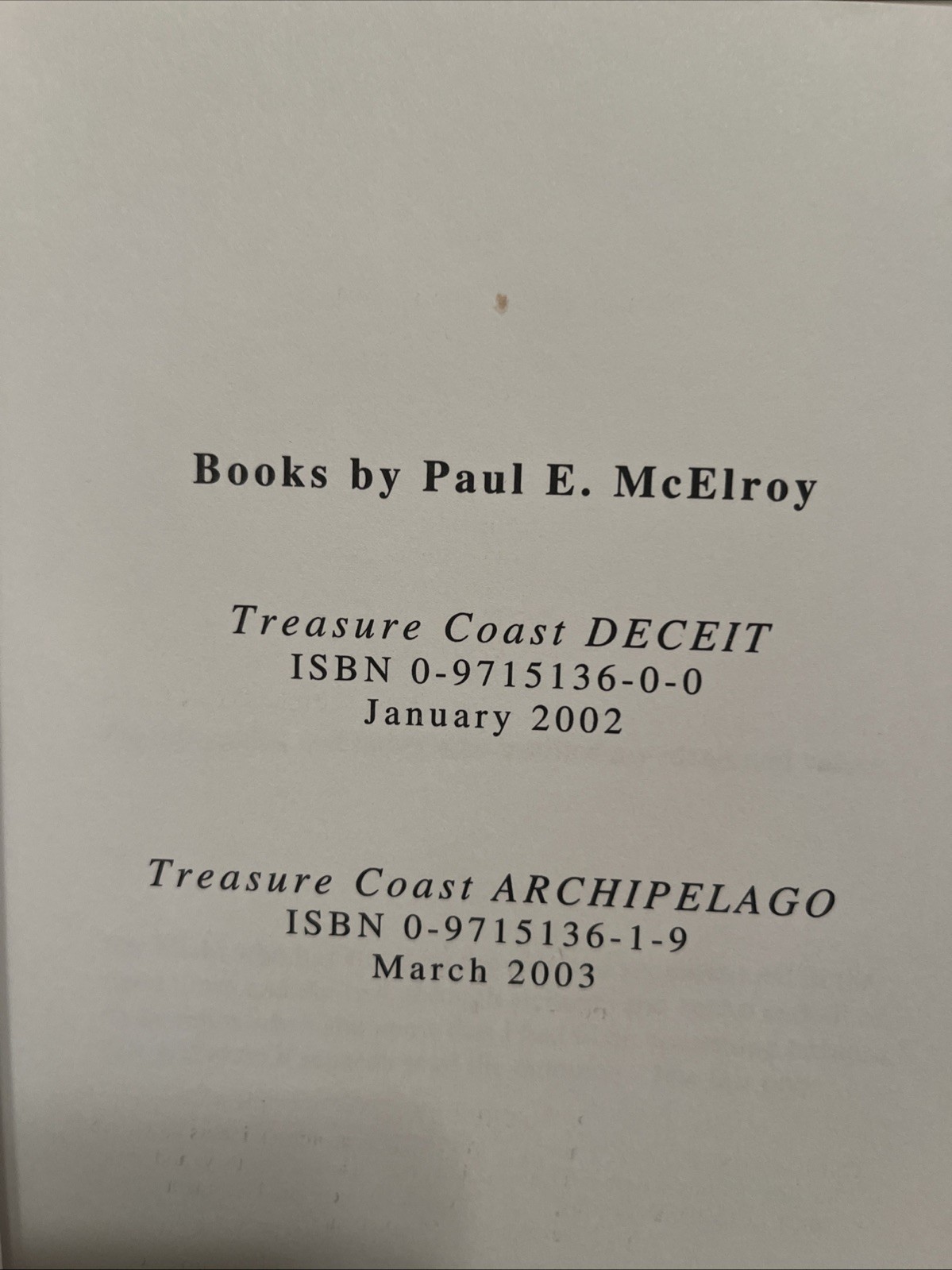 Signed Treasure Coast Gold By Paul McElroy First Edition 1st Printing TPB