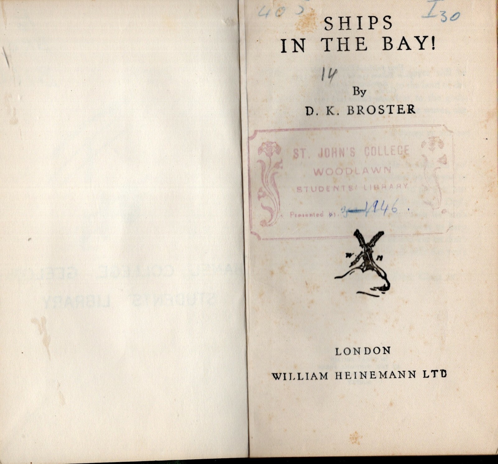 SHIPS IN THE BAY D K Broster 1937 Hardcover 436 pages Vintage & Interesting!
