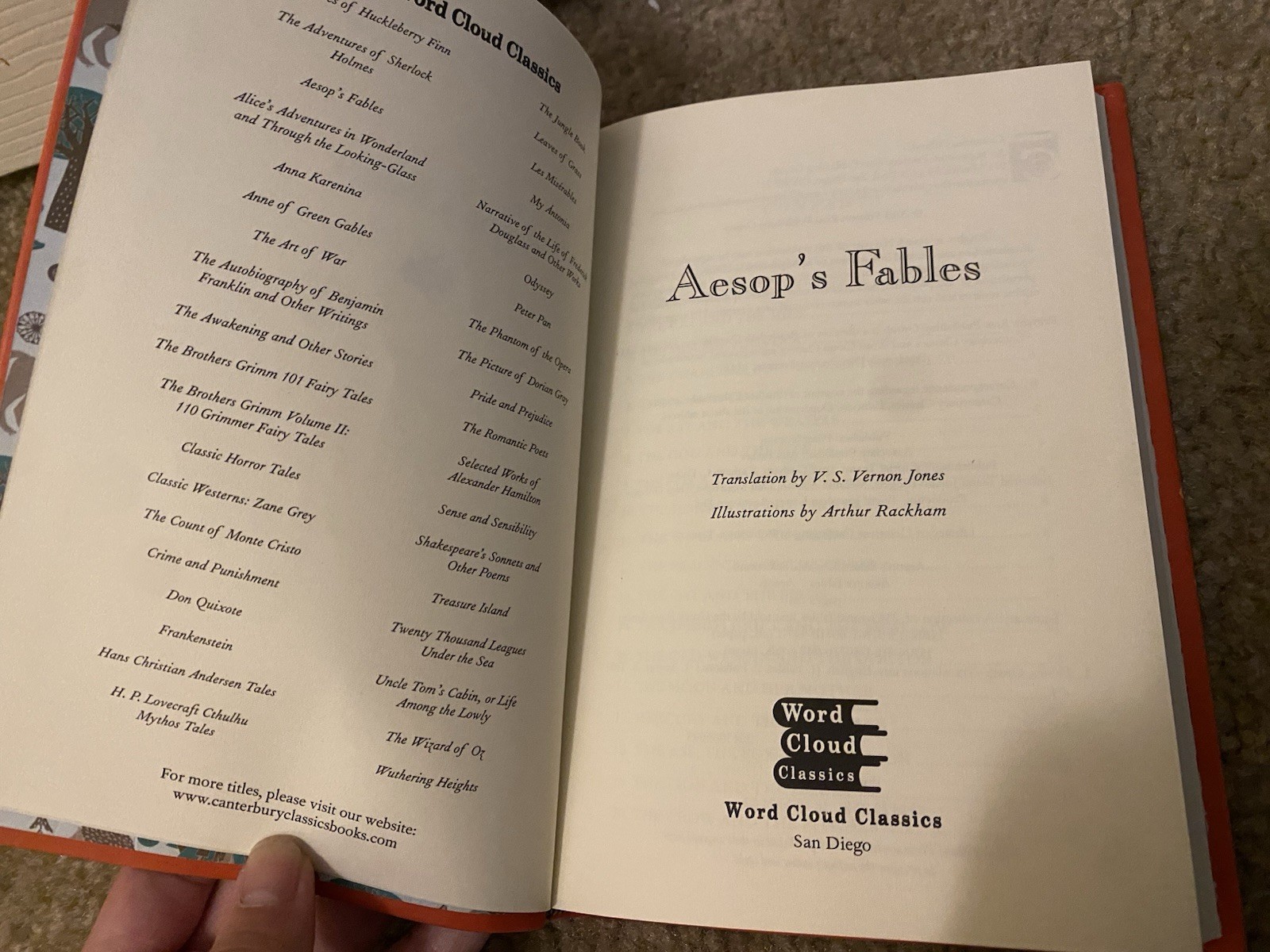 Aesop’s Fables Book World Cloud Classics Publishing Hardcover Fable Tale Book