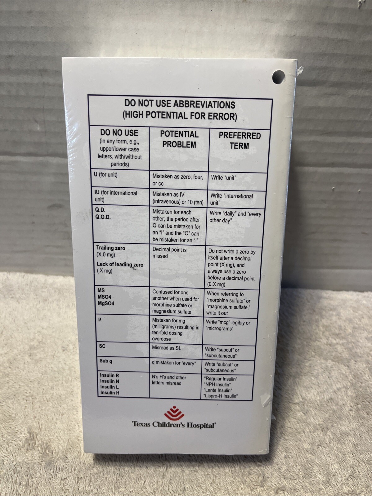 TEXAS CHILDREN’S HOSPITAL Drug Information And Formulary