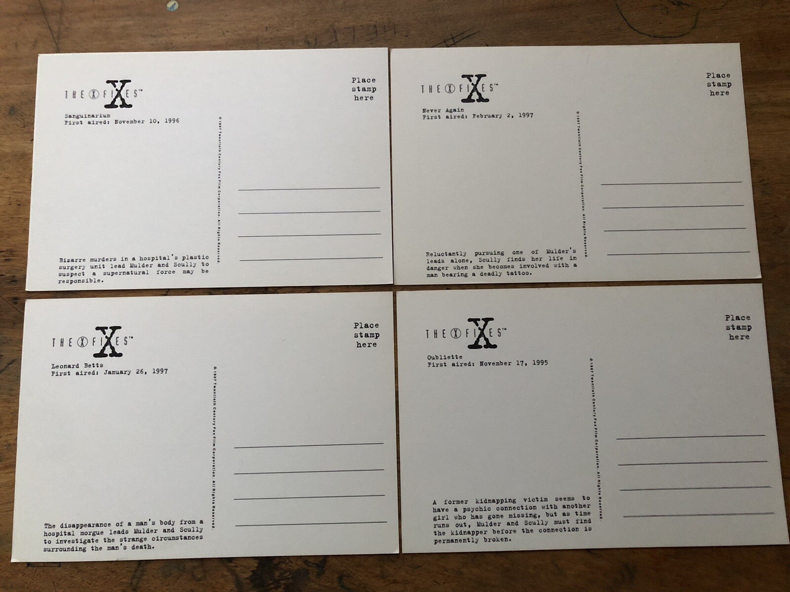 Lot of 21 The X-Files Postcards Unused 1997 Unexplained Phenomena Scully Vintage
