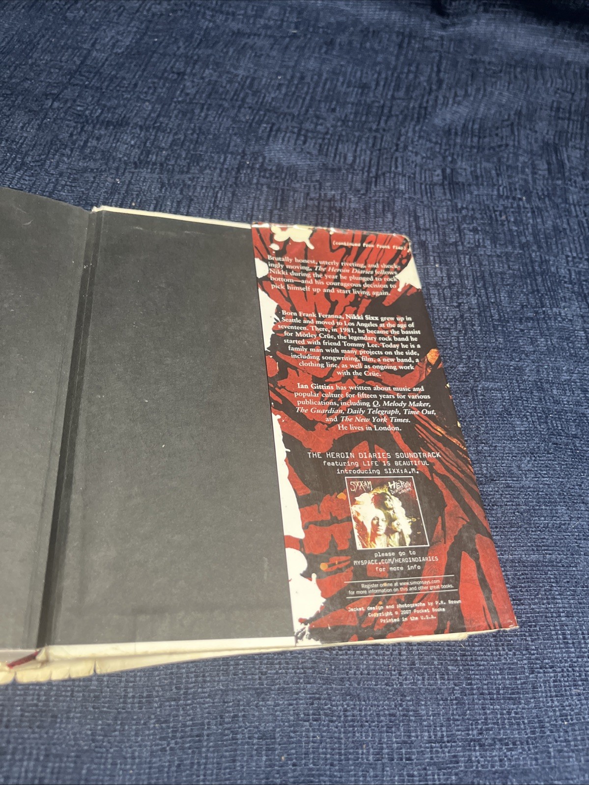 Nikki Sixx : The Heroin Diaries 2007 1st Ed / 1st Print HCDJ ~ ACCEPTABLE
