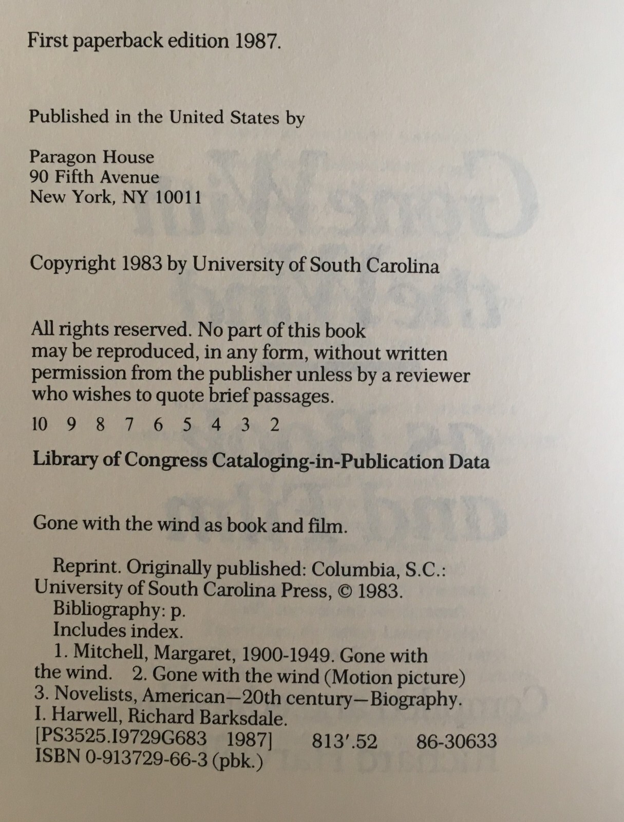 Gone With The Wind As A Book and Film – 1987 First Paperback Edition