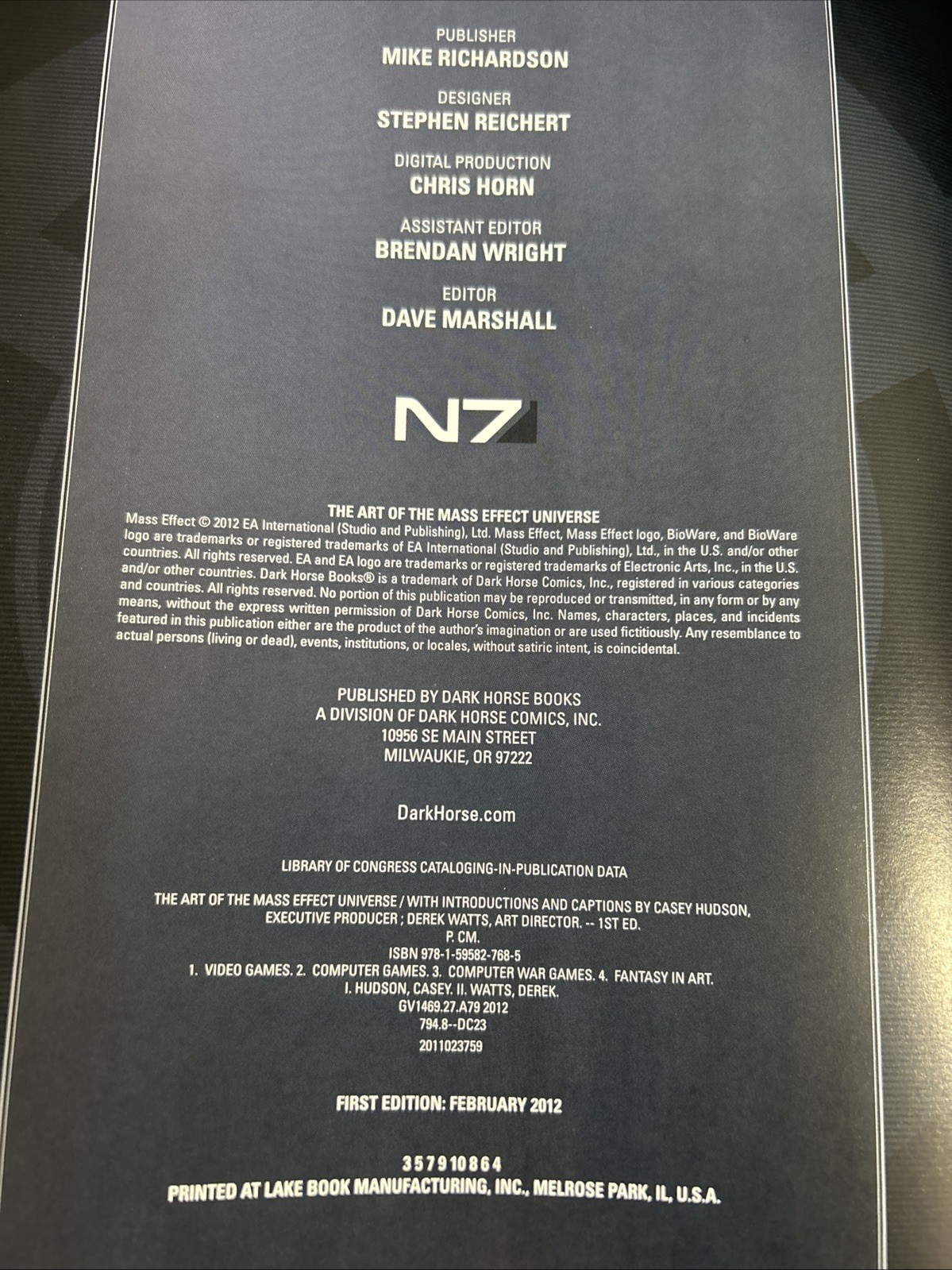 The Art of the Mass Effect Universe – Chris Hepler – 2012 h/c illustrated