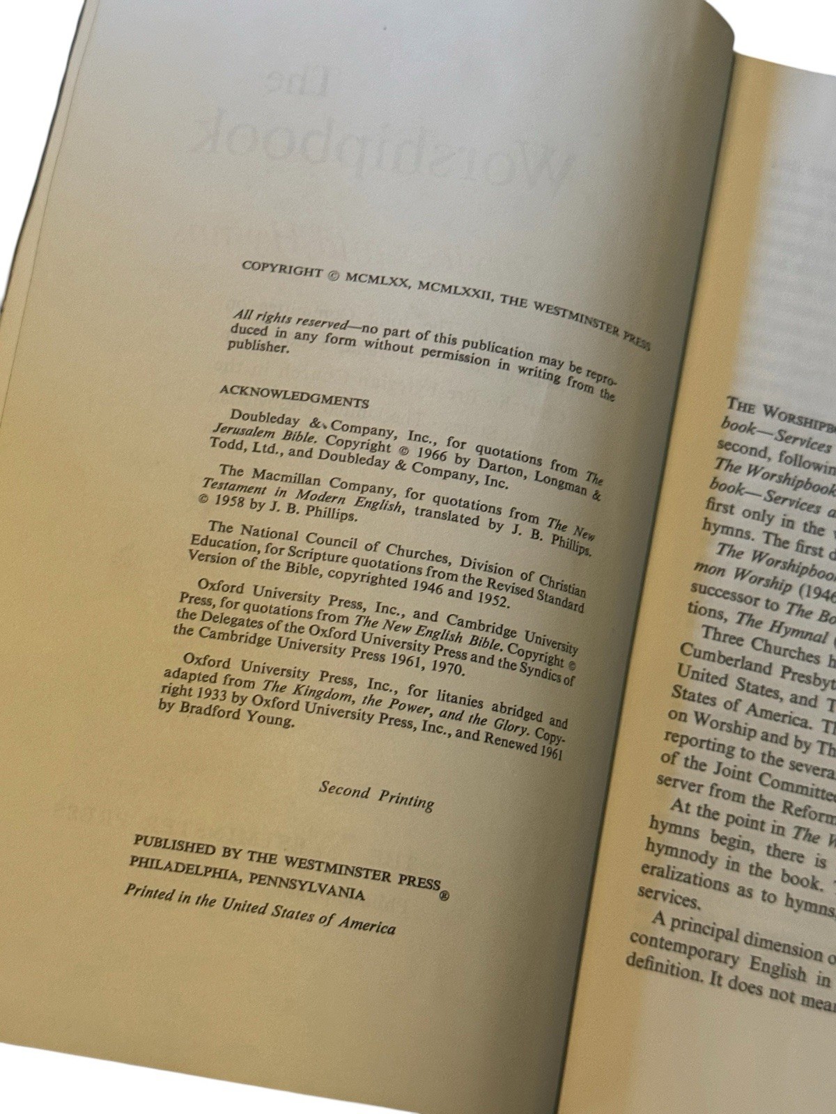 The Worshipbook Services and Hymns 1972 Presbyterian Religion Westminster Press