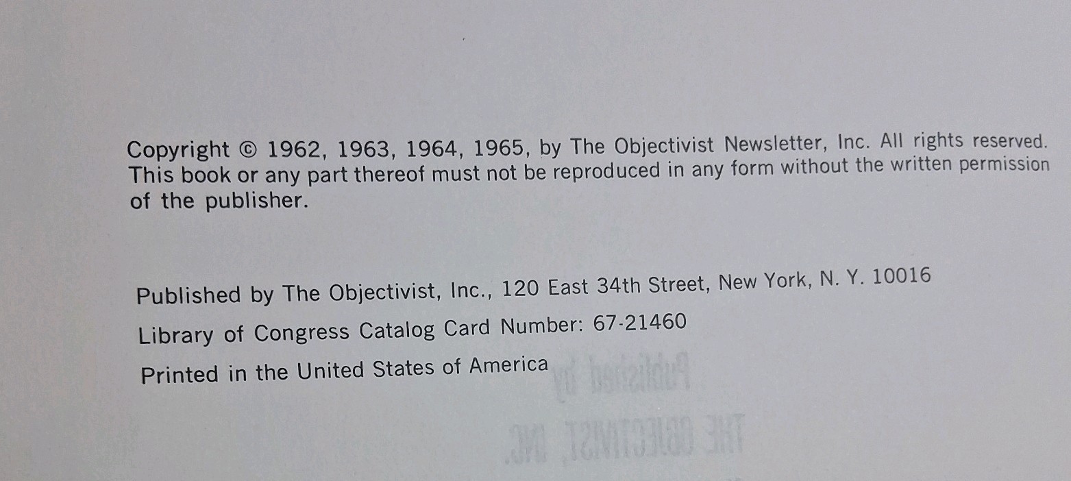 The Objectivist Newsletter By: Ayn Rand. Vol.1-4 1962-1965, Palo Alto Hardcover