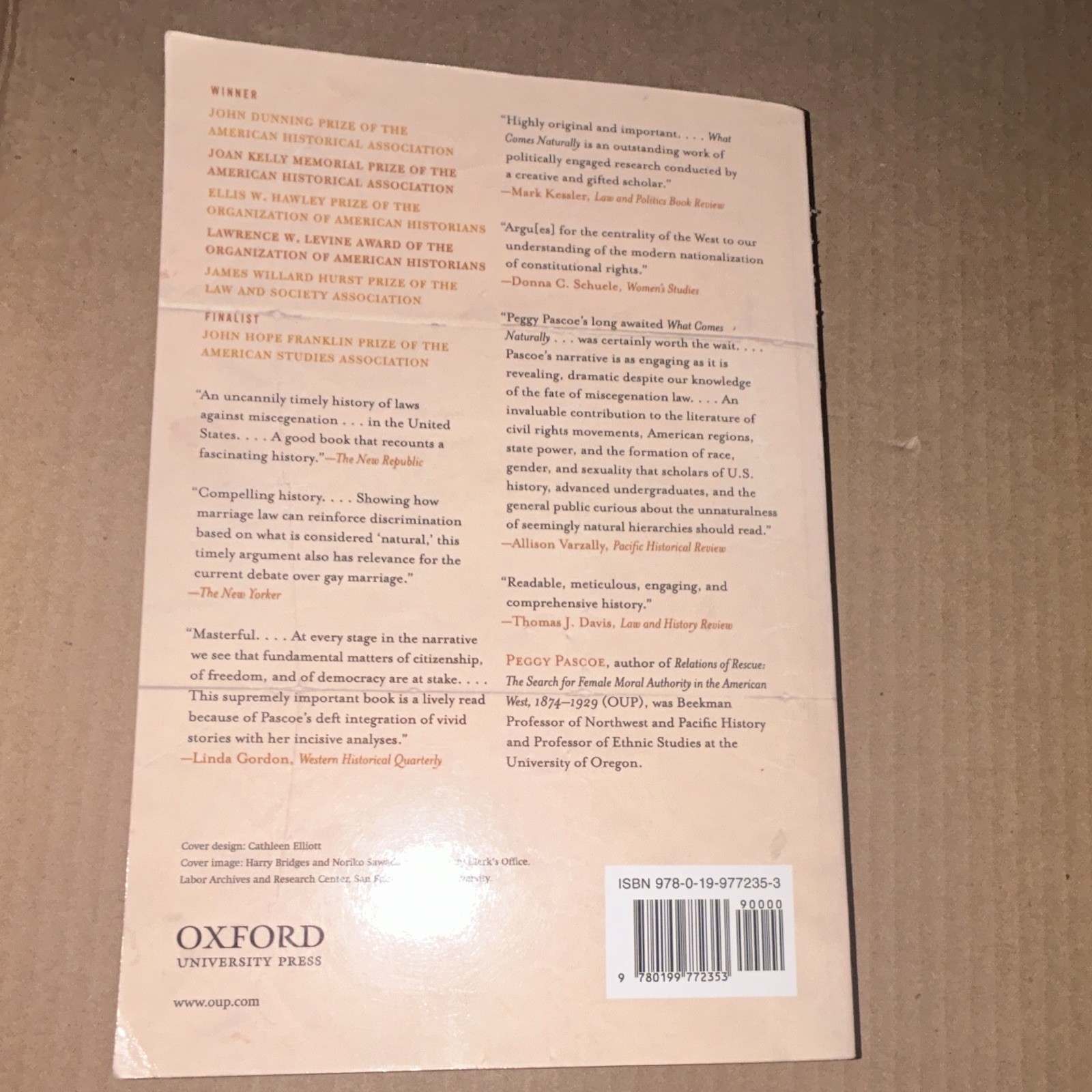Oxford Univ Press What Comes Naturally Peggy Pascoe PB Miscegenation Law