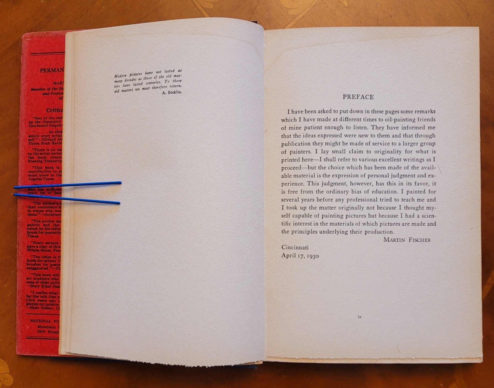 The Permanent Pallete by Martin Fischer, first edition – May 1930, 134 pages.