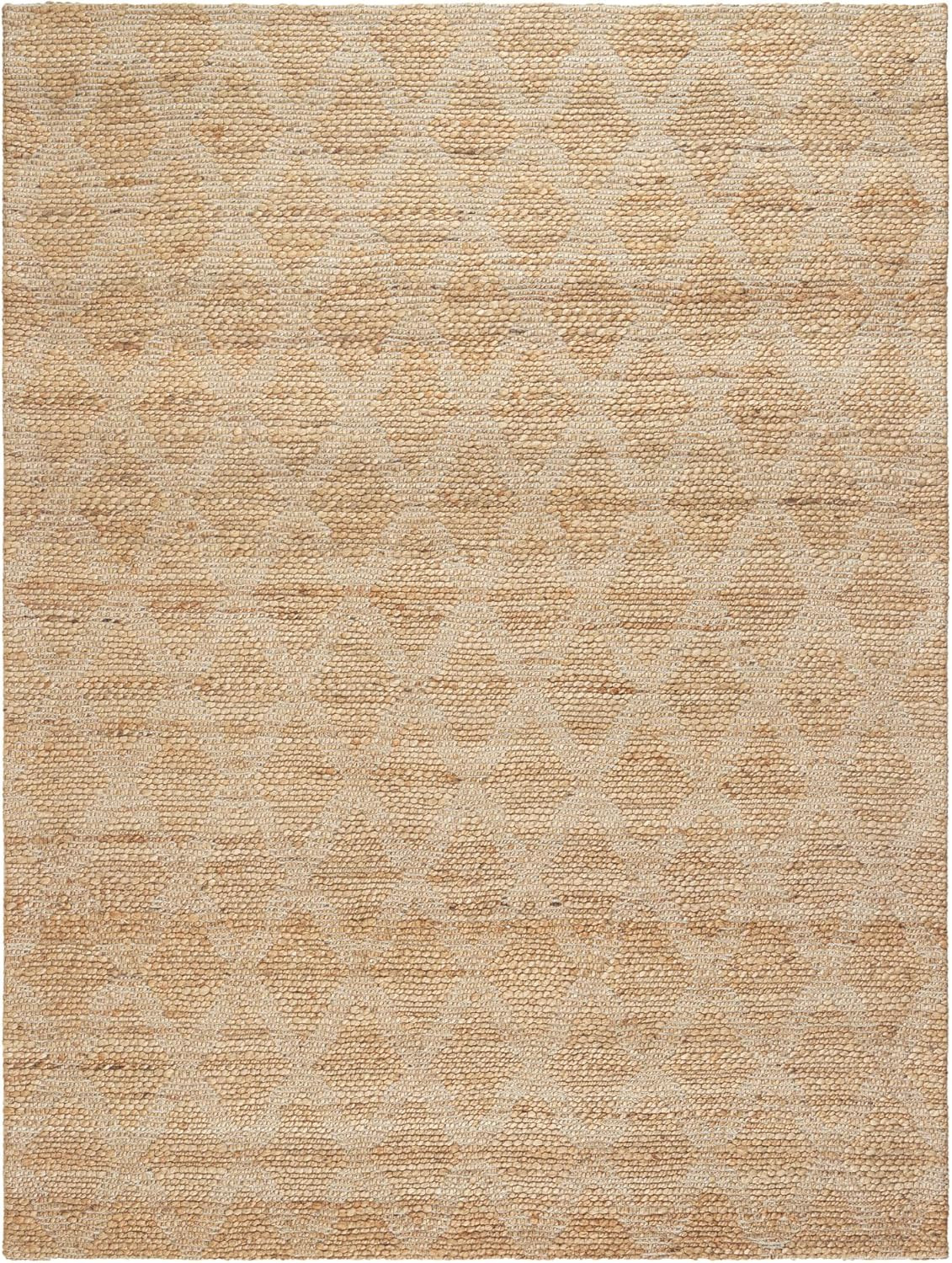Hand-Knotted 100% Natural Jute Area Rug, 5’X7′, Black & Natural Design