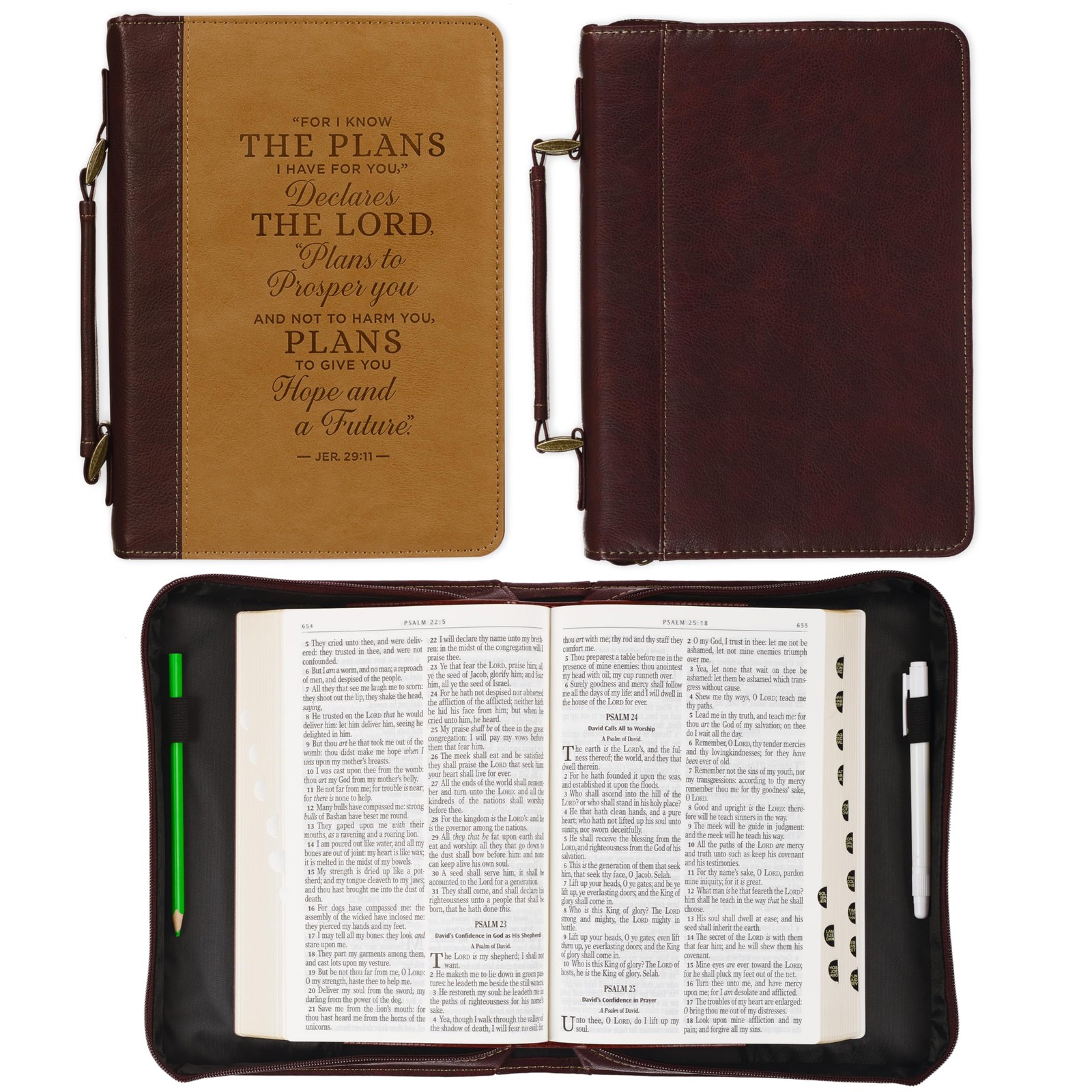 Classic Vegan Leather Bible Cover for Men & Women: Hope & Future Encouraging …