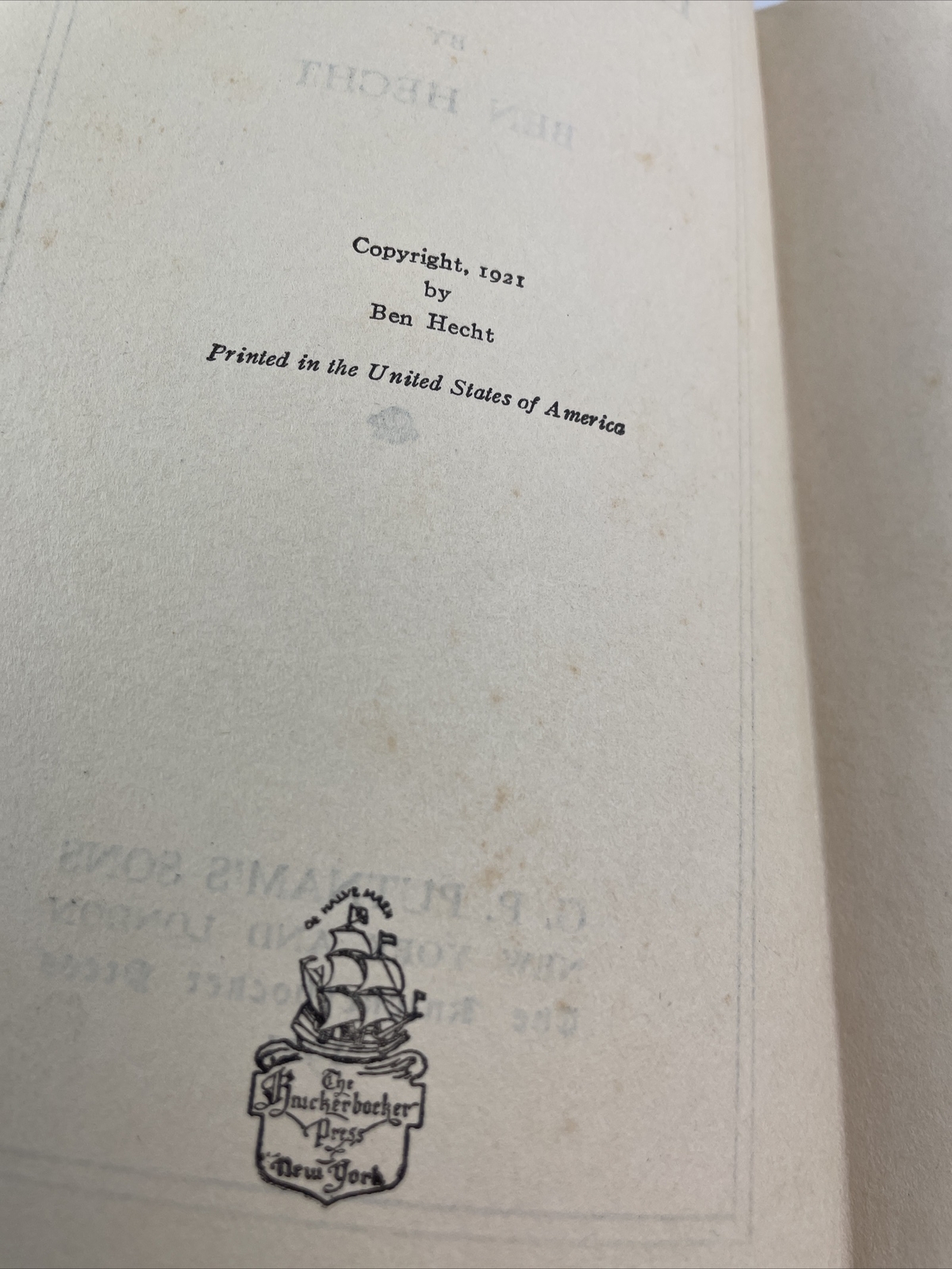 Erik Dorn by Ben Hecht-First Edition 1921 Hardback