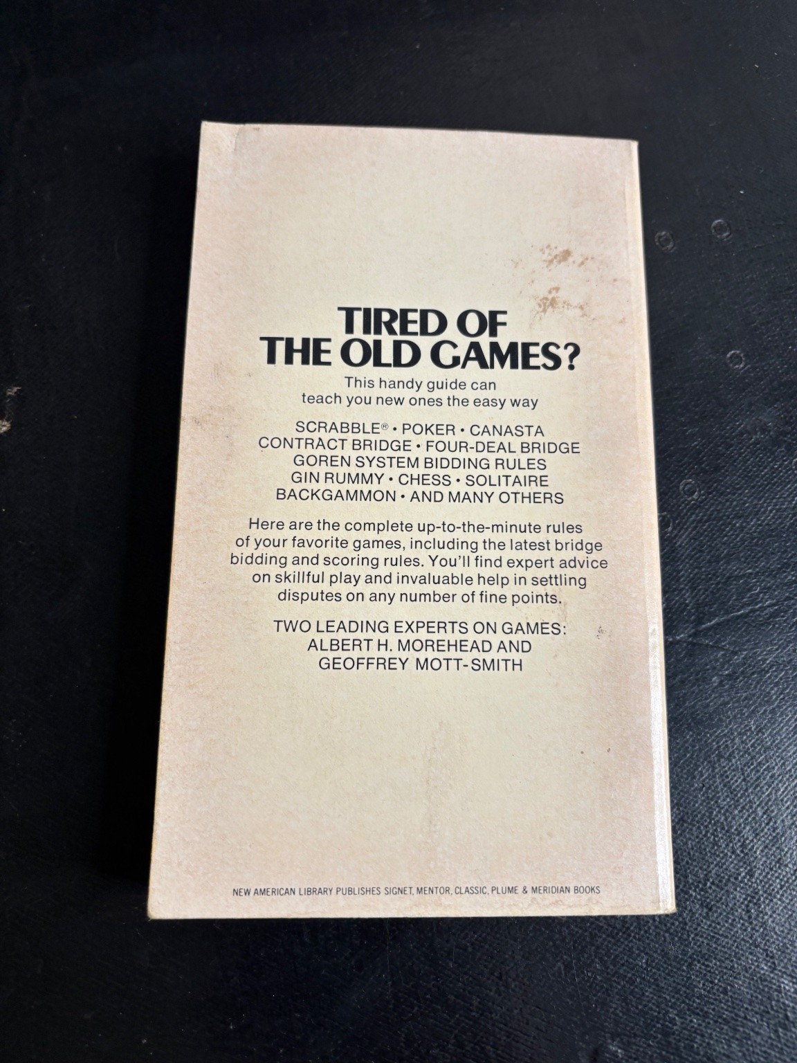 Hoyle’s Rules of Games Morehead Mott-Smith 1963 Signet Paperback Card Parlor