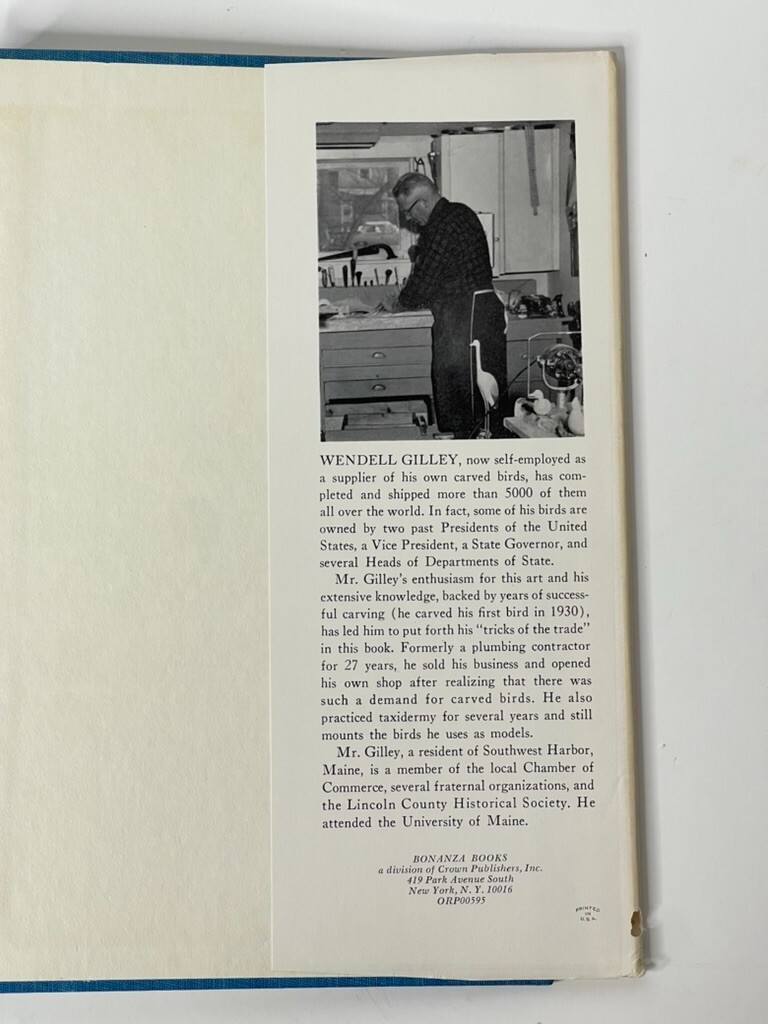 Bird Carving by Wendell Gilley, 1961. Hardcover Dust Jacket