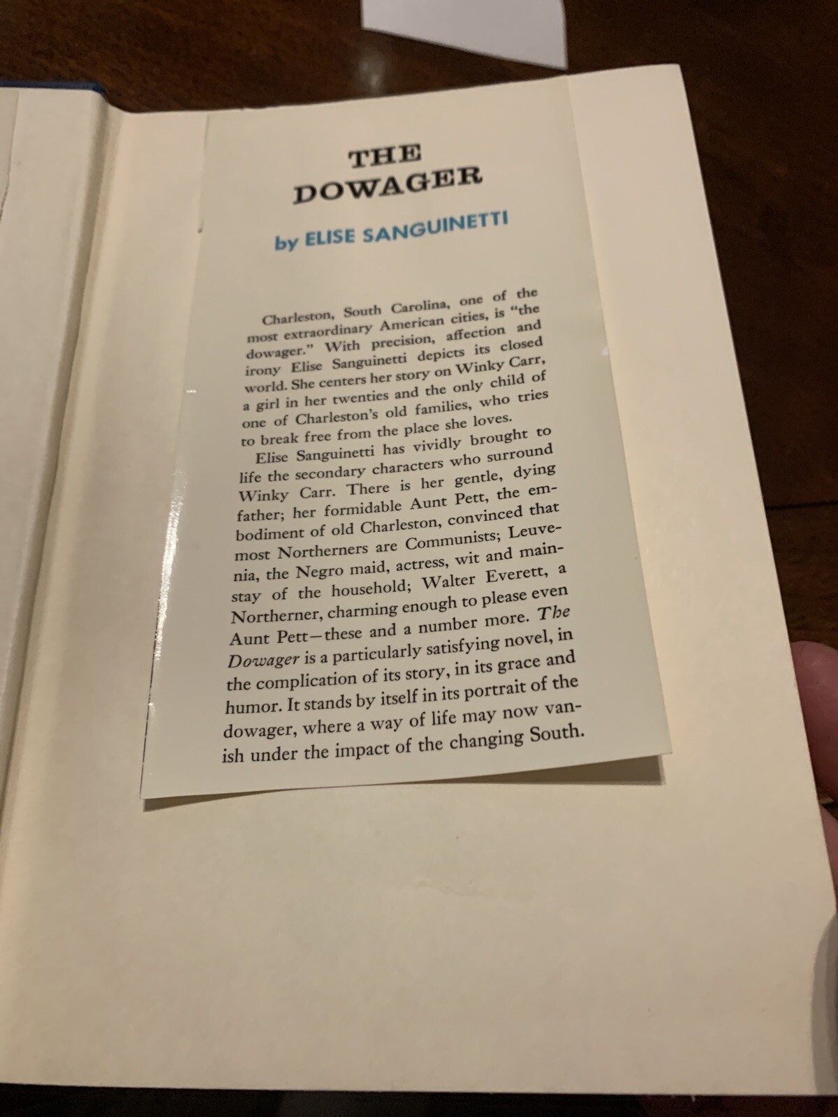 The Dowager: By Sanguinetti, Elise 1968 Hardcover