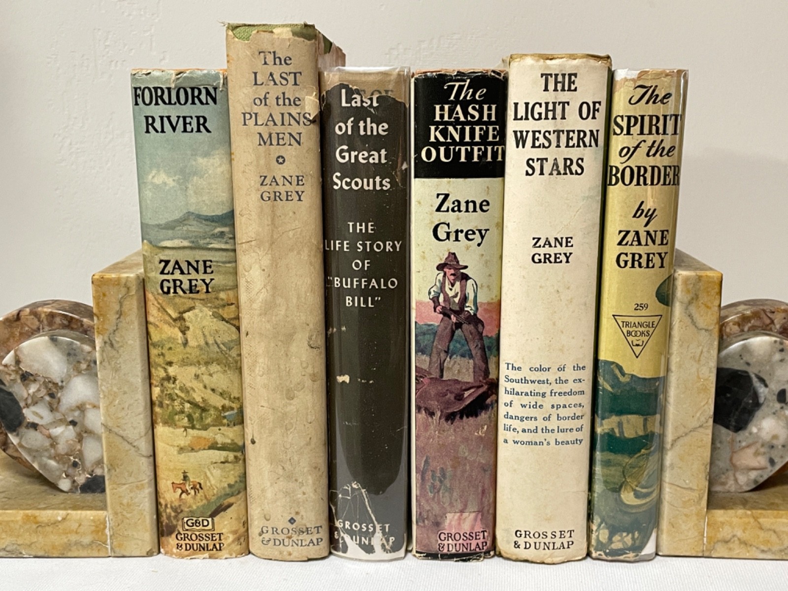 Zane Grey 6 Book Dust Jacket Lot Grosset Dunlap Western HC Buffalo Bill DJ Set