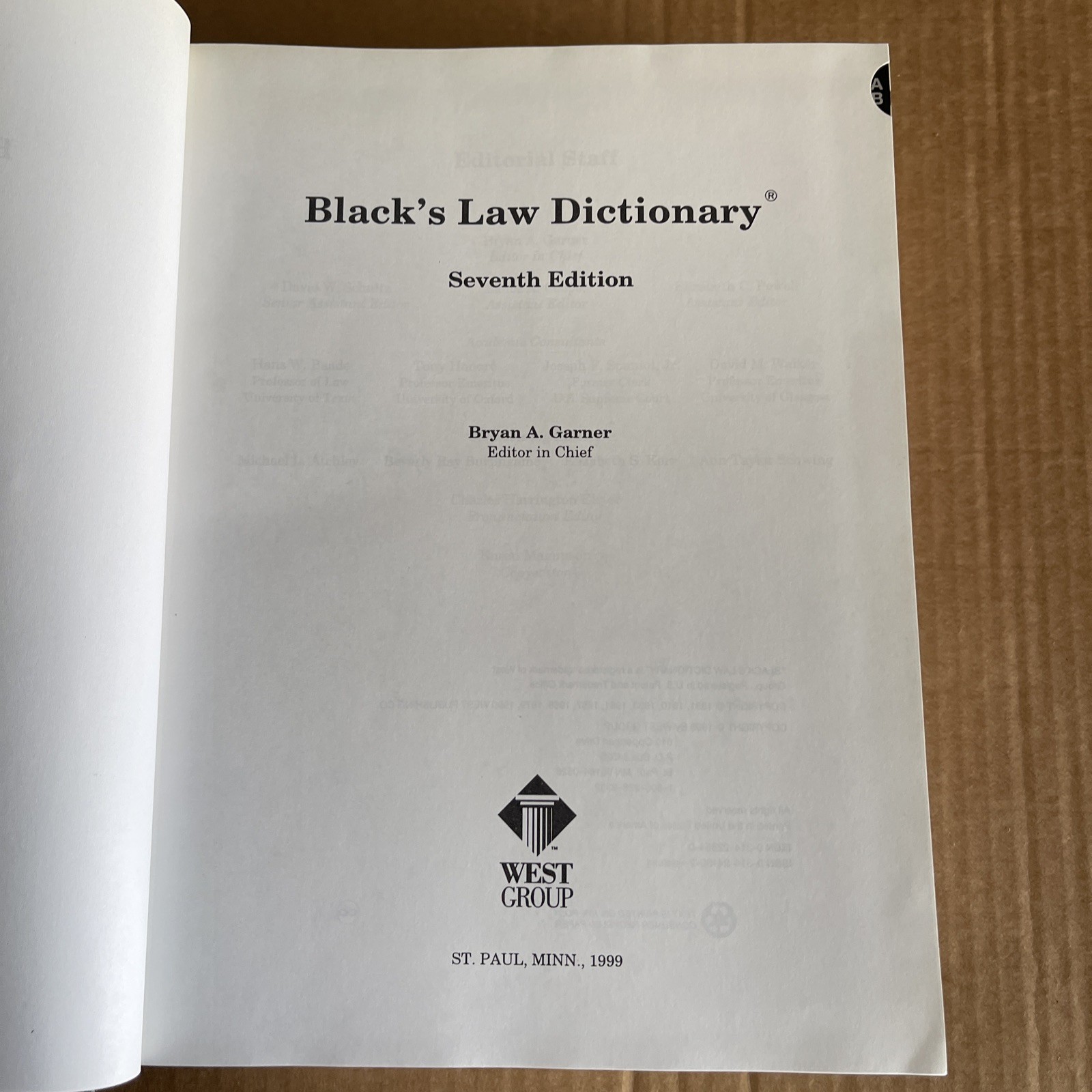 Black’s Law Dictionary, 7th Deluxe Edition Bryan A. Garner hardcover