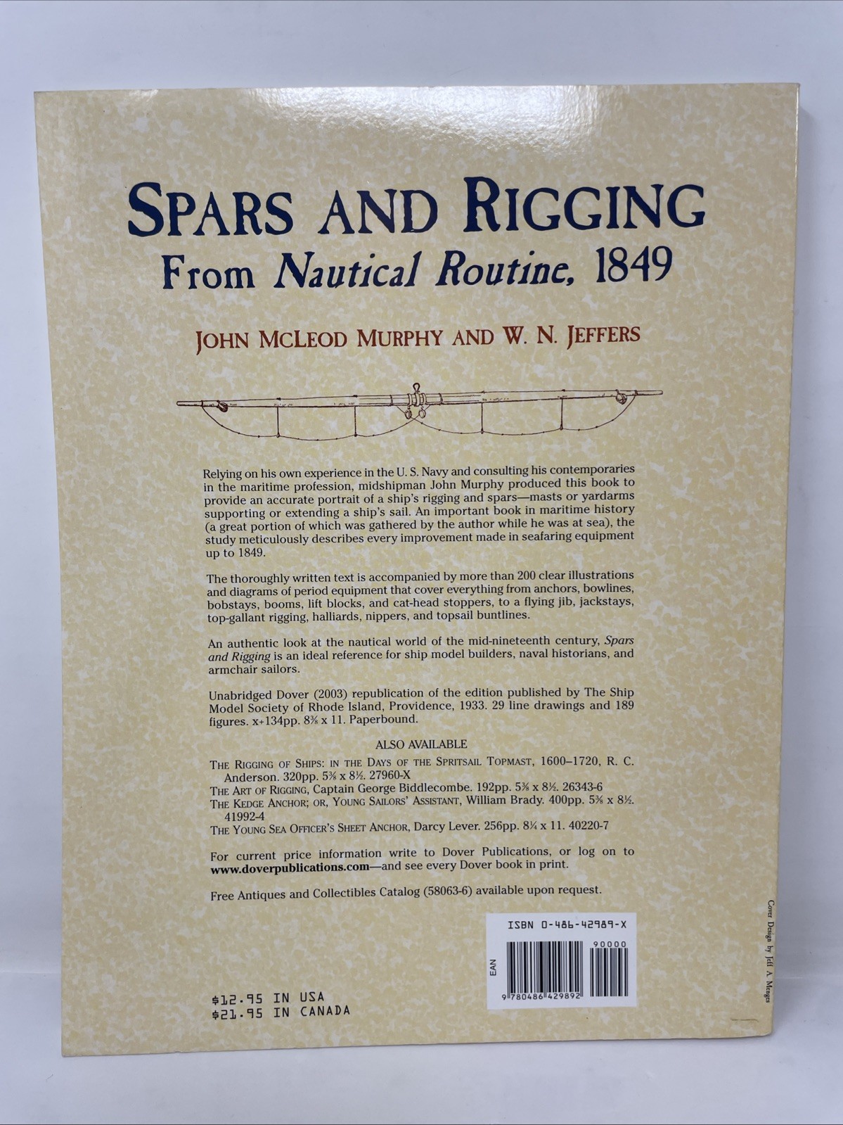 Spars and Rigging : From Nautical Routine 1849 Paperback by John McLeo Murphy