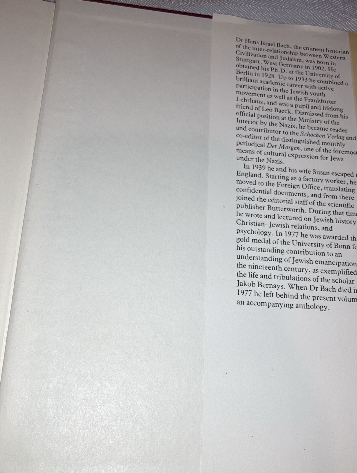The German Jew Synthesis of Judaism & Western Civilization H I Bach 1984 HCDJ