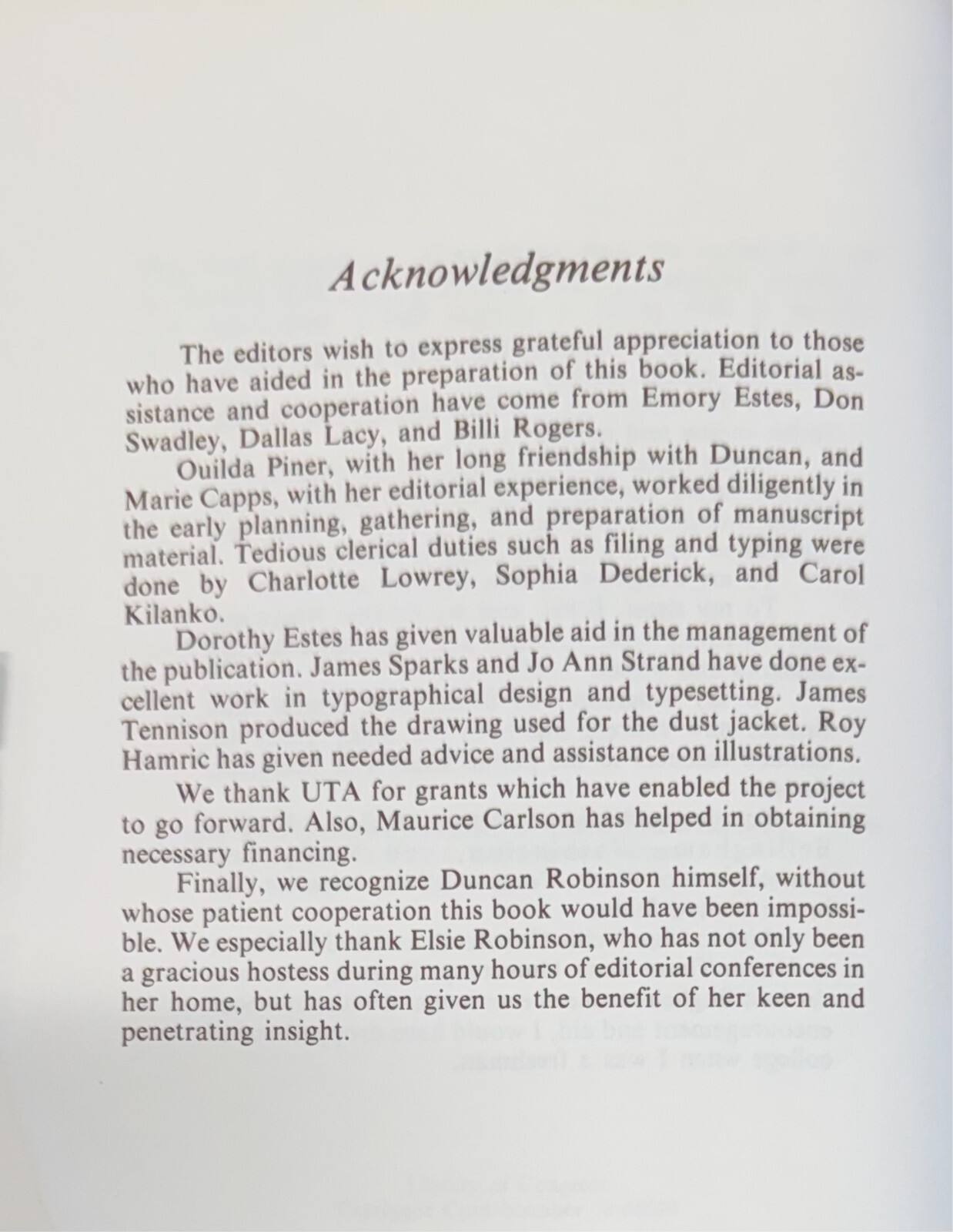 Duncan Robinson: Texas Teacher & Humanist Signed 1976 Hardcover 1st. Ed.