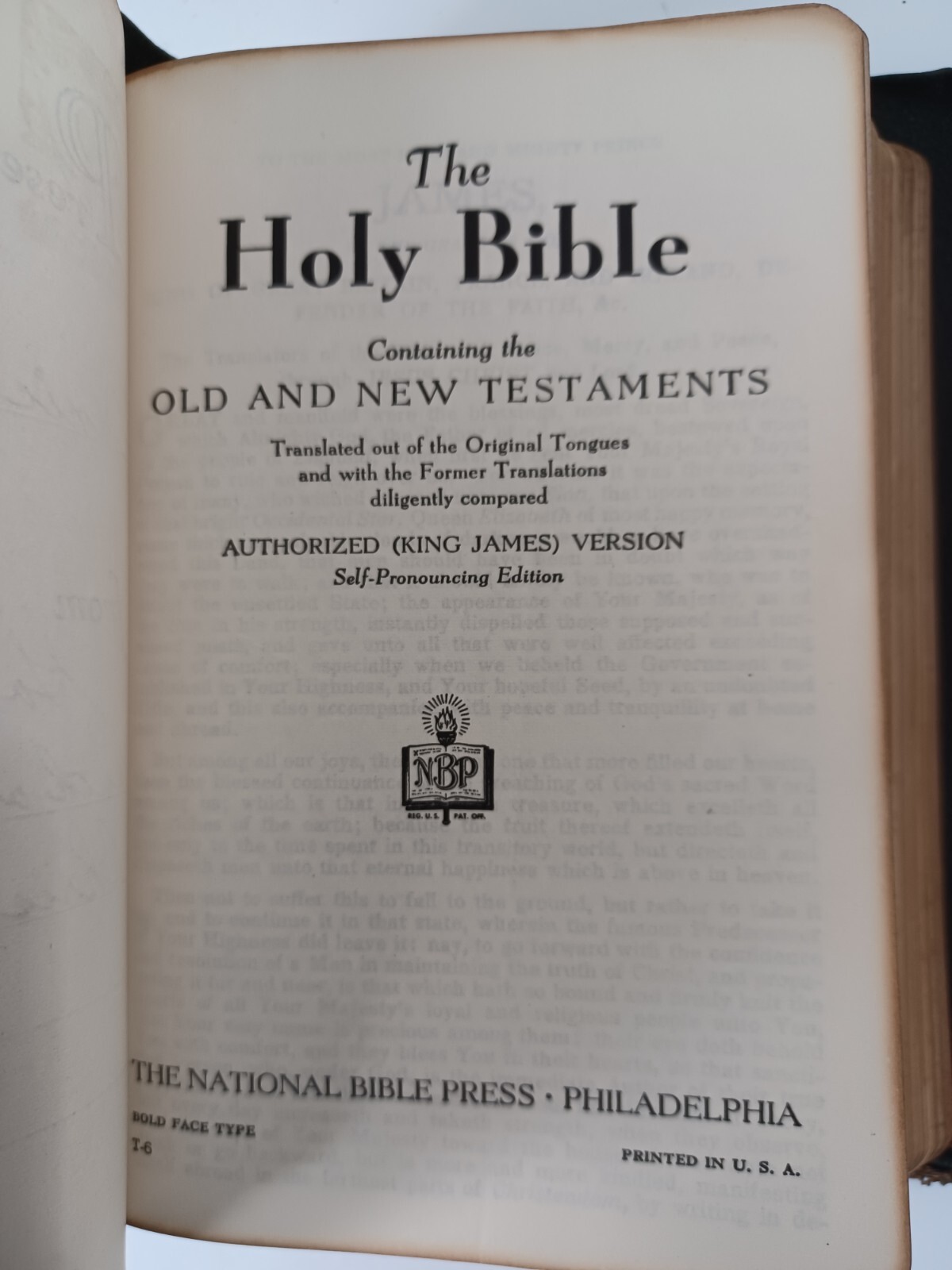 HOLY BIBLE KJV Self Pronouncing 1950’s National Bible Press Genuine Leather VTG