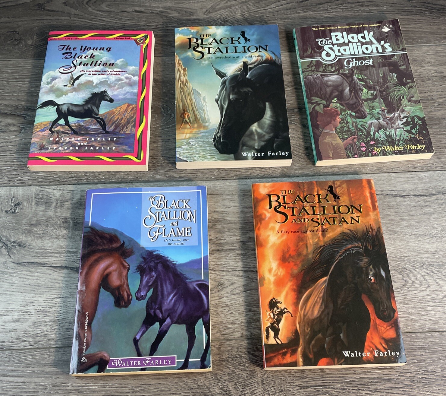 The Black stallion Book Lot of 5 Walter Farley Books Satan Flame Ghost Young
