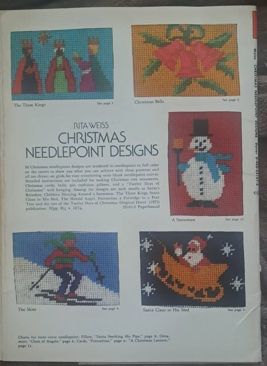 vintage Christmas Needlepoint Designs by Rita Weiss 1975 Dover Needlework