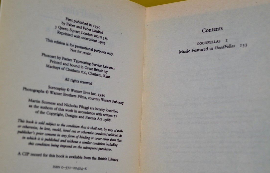 Goodfellas Movie Script Book Faber Sight and Sound Screenplay Scorsese Pileggi