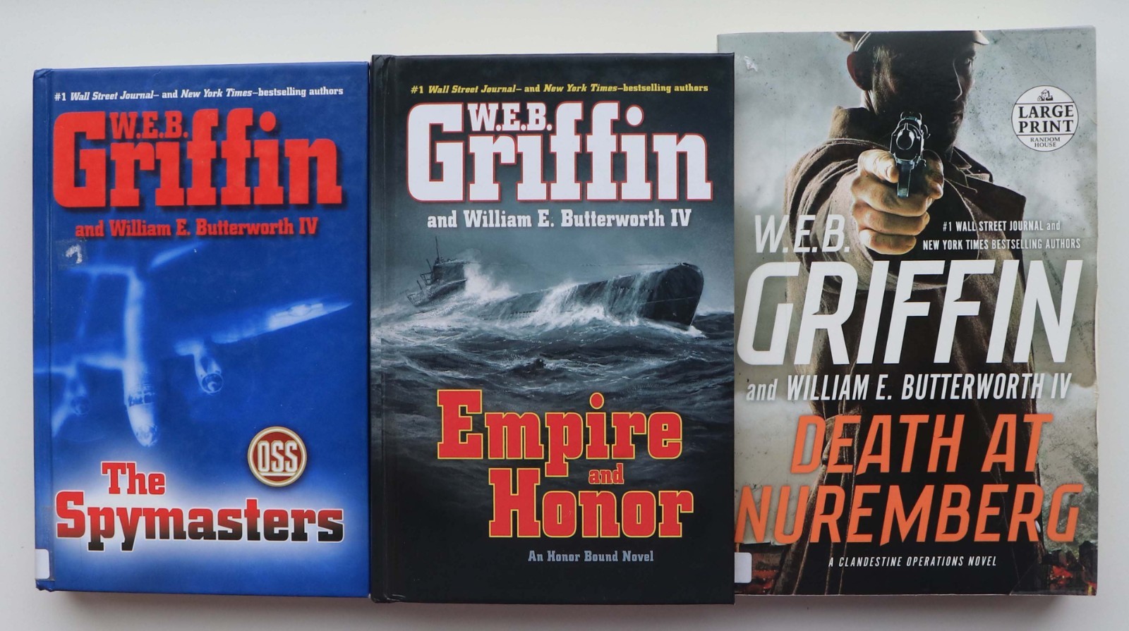 Lot of 3 Large Print W.E.B. Griffin & William E. Butterworth IV Suspense Books