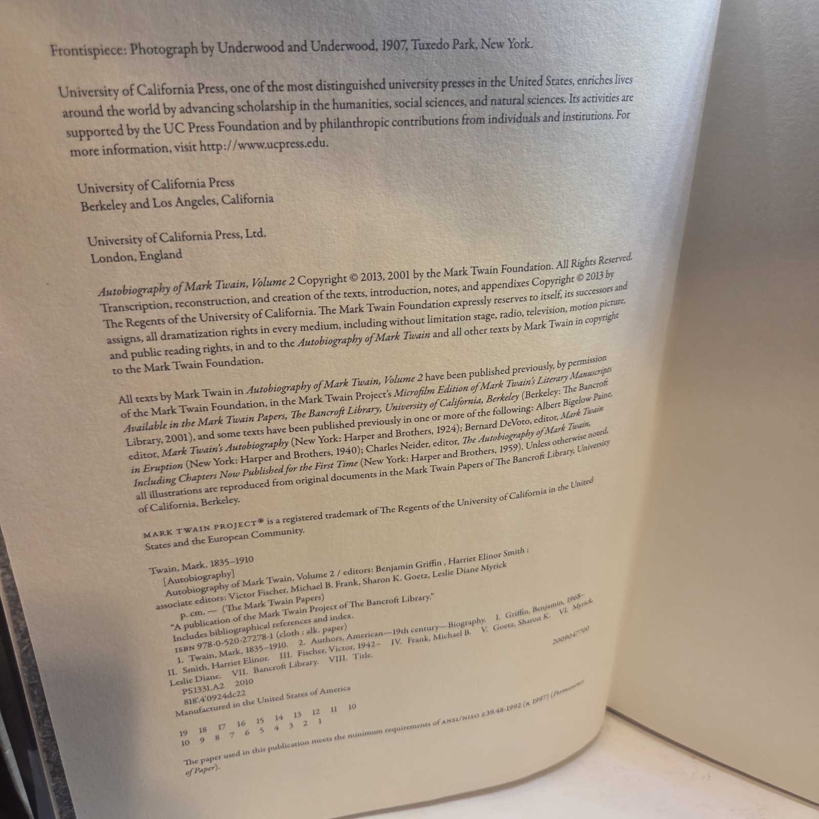 Mark Twain Autobiography Book Lot Vol 1 & 2 HCDJ California University Press