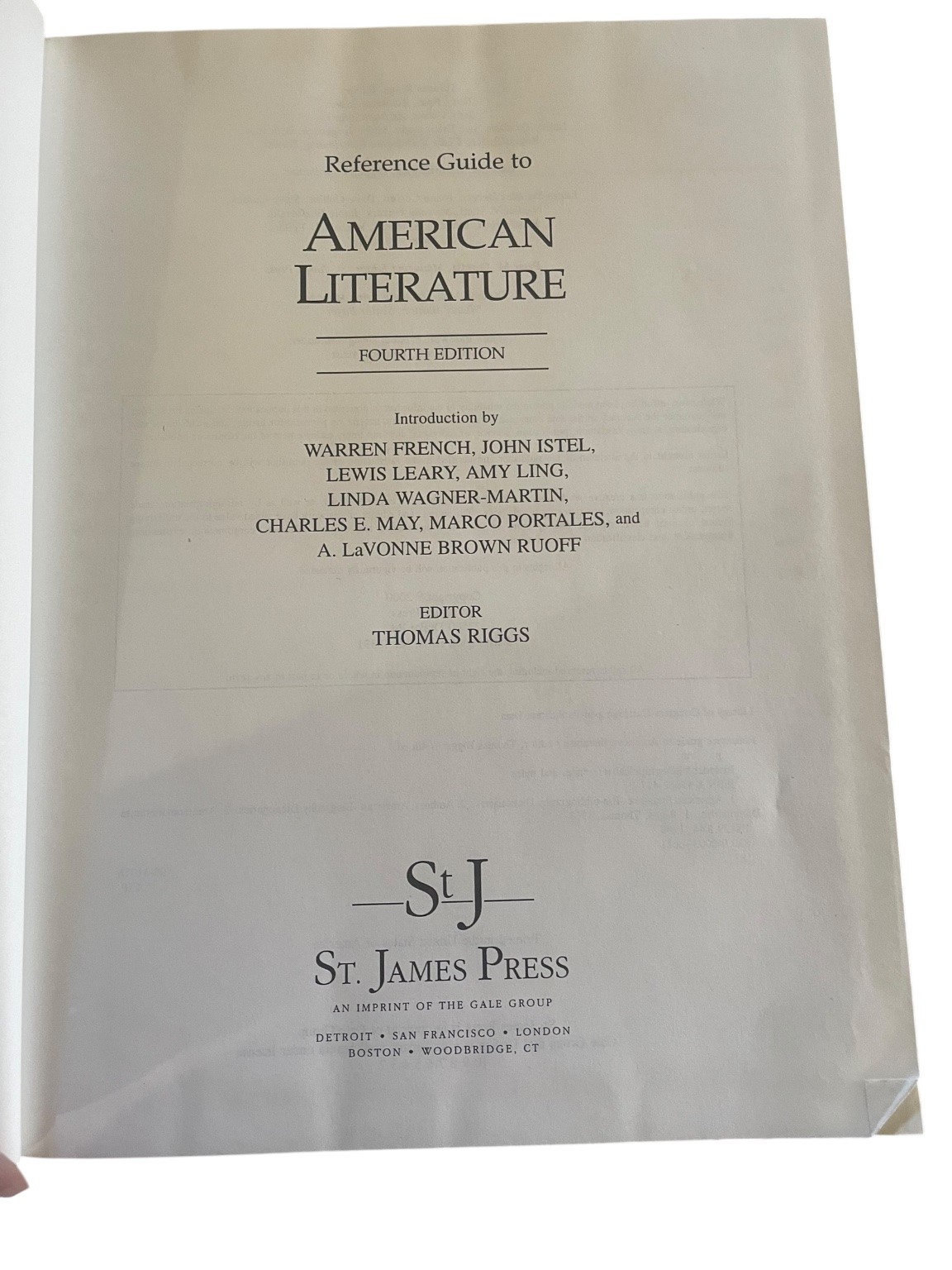 Reference Guide to American Literature Riggs 2000 Fourth Edition St James