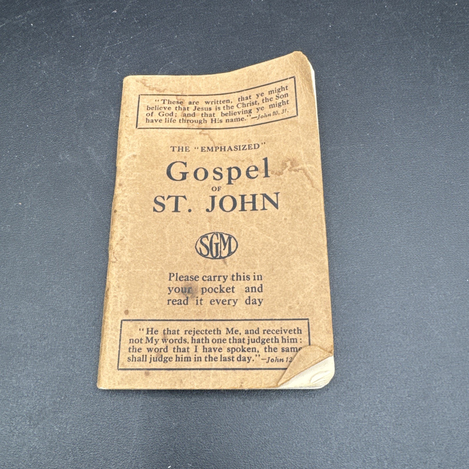 The “Emphasized” Gospel of St . John 1943 Pocket Sized