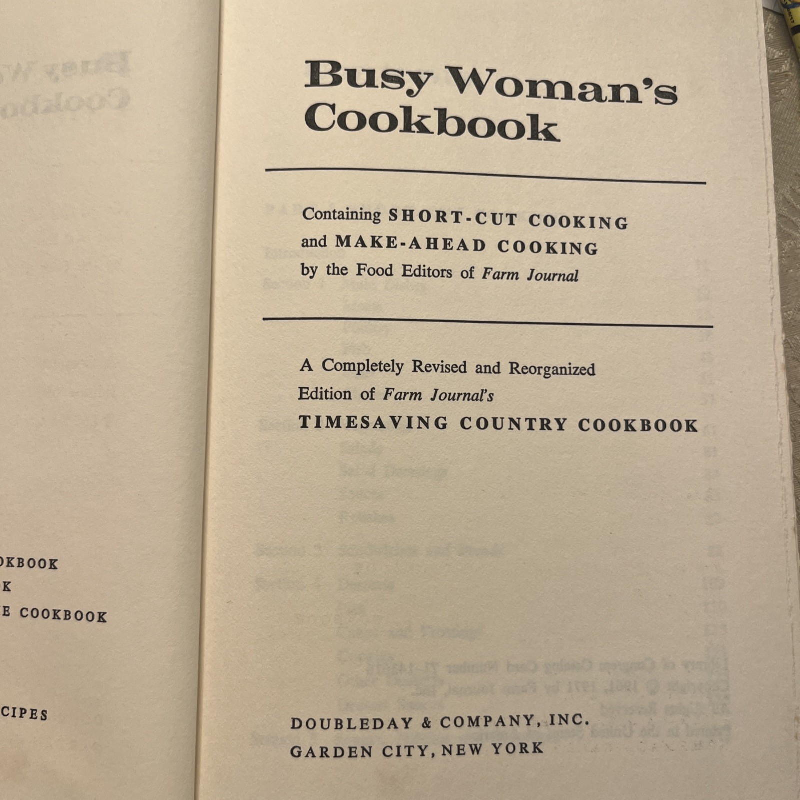 Busy Woman’s Cookbook : Containing Short-Cut Cooking and Make-Ahe