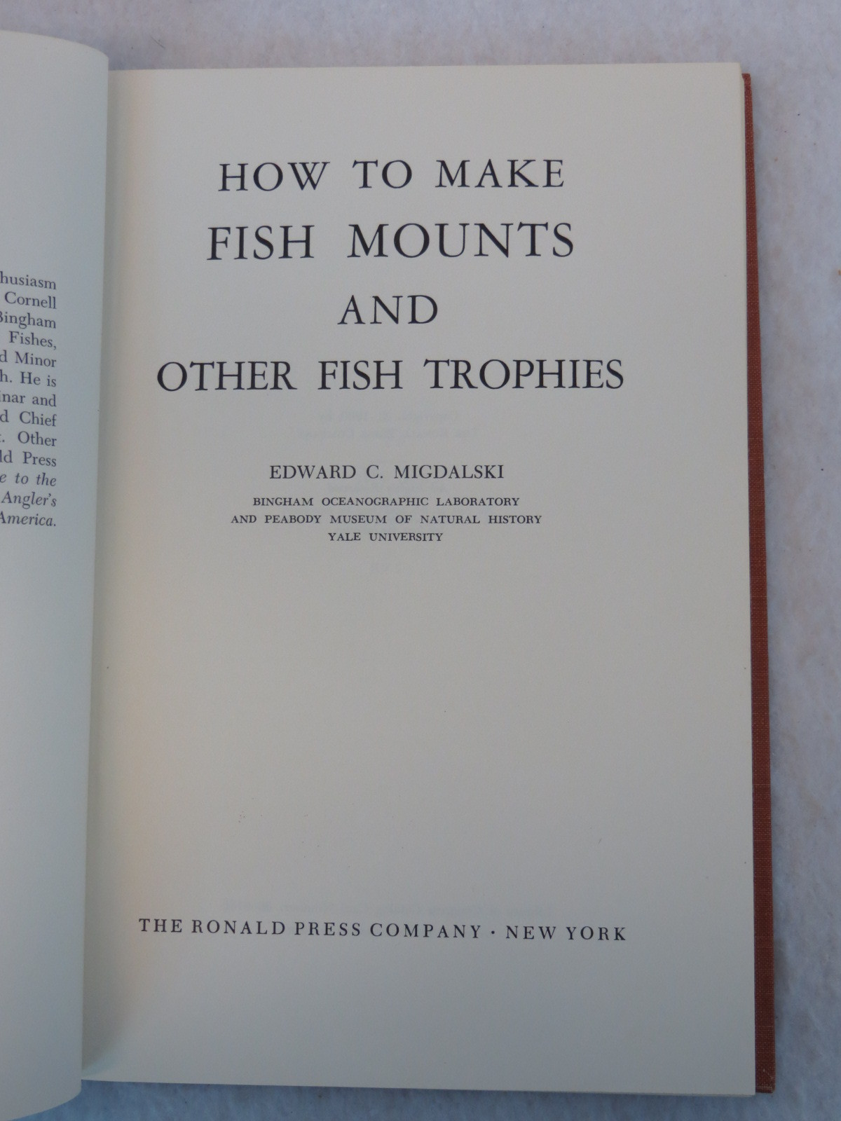 Migdalski HOW TO MAKE FISH MOUNTS AND OTHER FISH TROPHIES Ronald Press c.1960