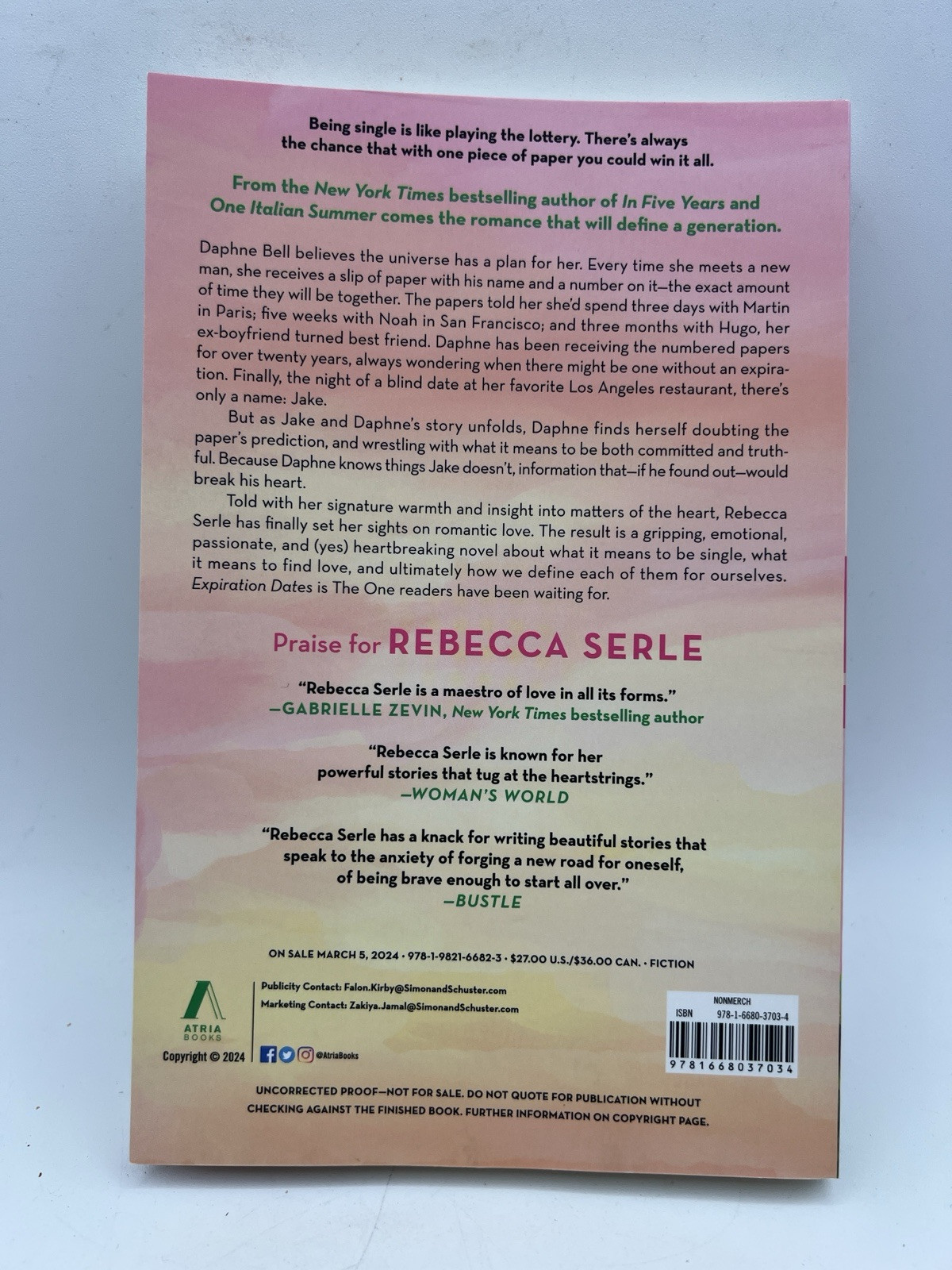 ARC Expiration Dates Rebecca Serle 2024 Trade Paperback Advance Readers Proof