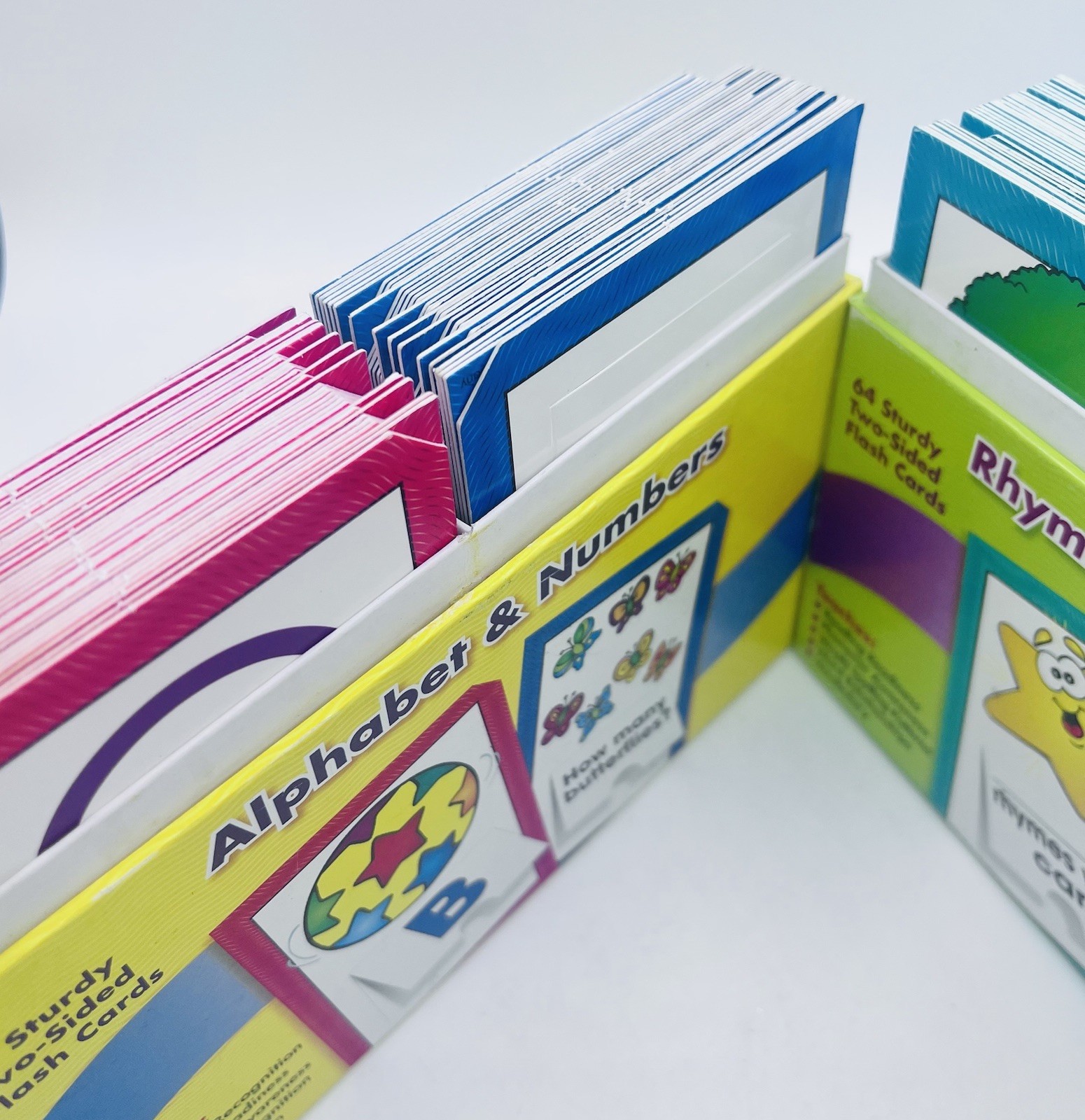 Flash Cards Alphabet & Numbers, Rhyming Words & Opposites 64 Two Sided Cards