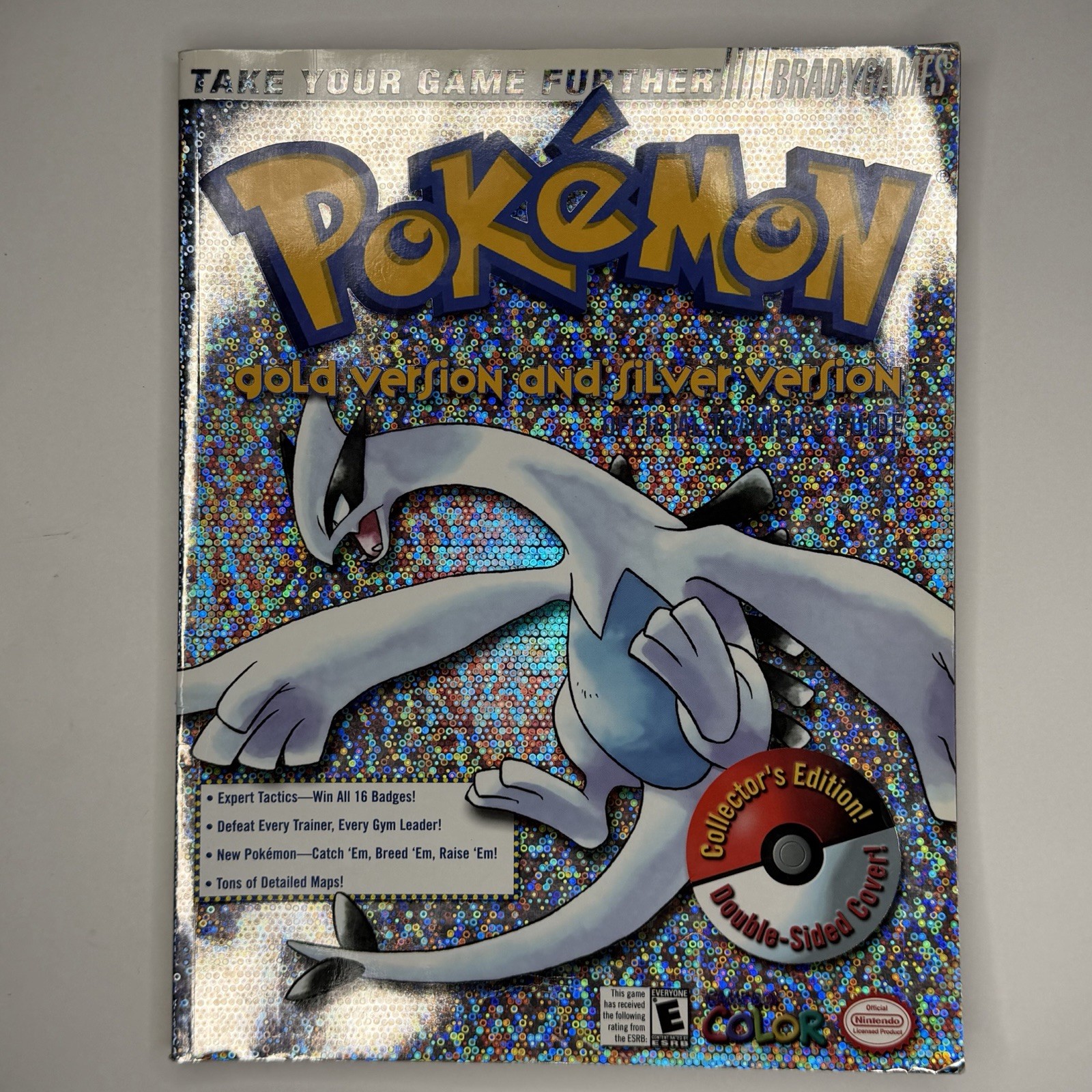 2000 Pokemon Gold and Silver Version Strategy Guide BradyGames Holographic Cover