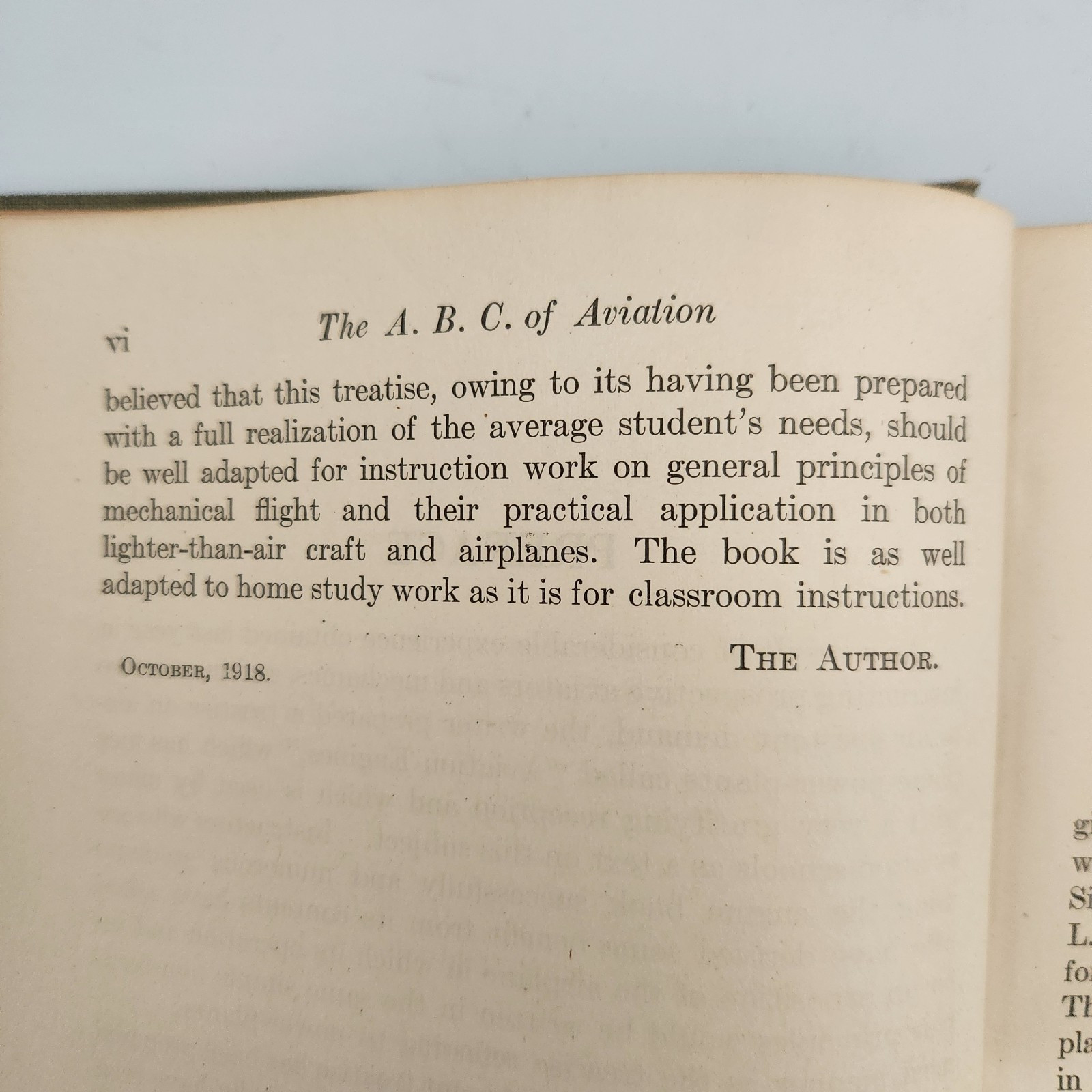 ABC of Aviation 1919 Antique Aircraft Flight Biplane Manual Page First Edition